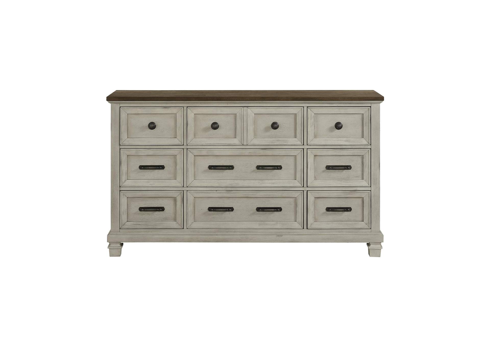 Farmington 9 - Drawer Dresser In Medium Brown And Washed Stone image 8