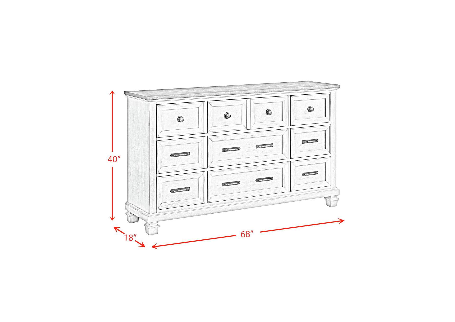 Farmington 9 - Drawer Dresser In Medium Brown And Washed Stone image 9