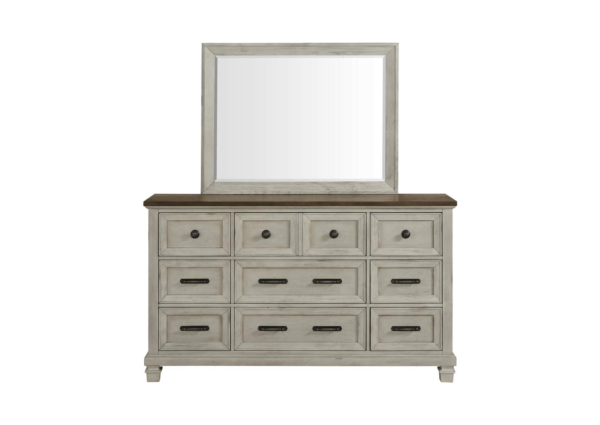 Farmington Dresser And Mirror Set In Medium Brown And Washed Stone image 8