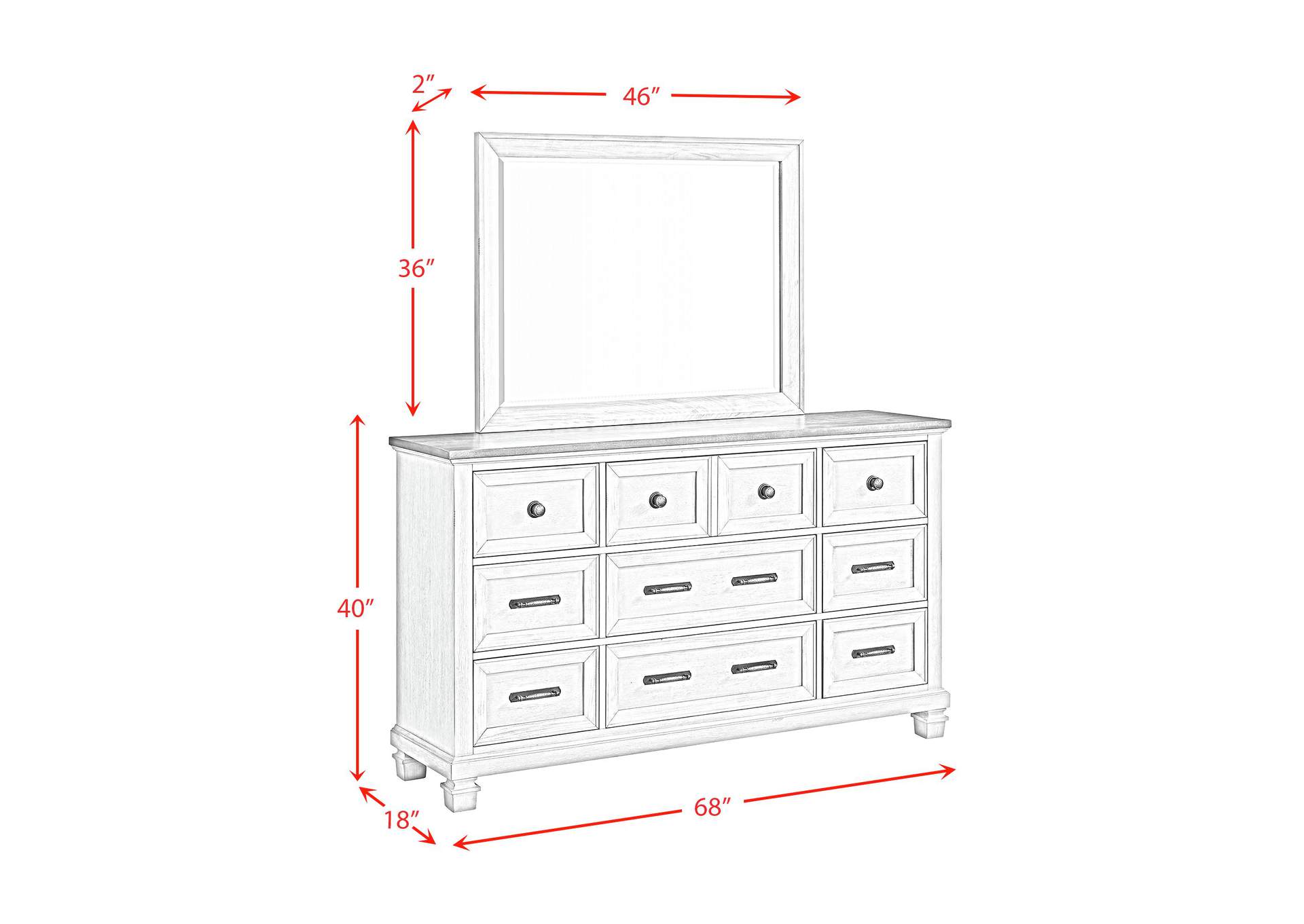 Farmington King Panel 5 Piece Bedroom Set In Medium Brown And Washed Stone image 9