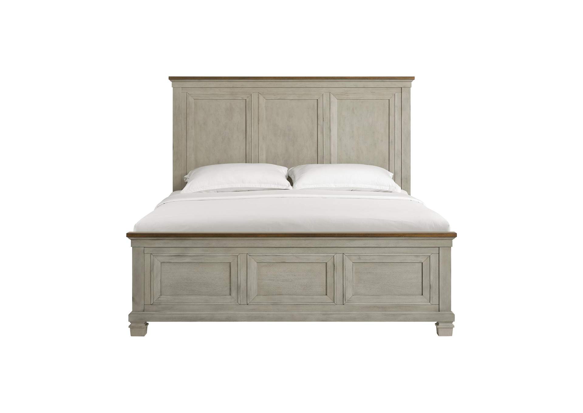 Farmington King Panel Bed In Medium Brown And Washed Stone image 7