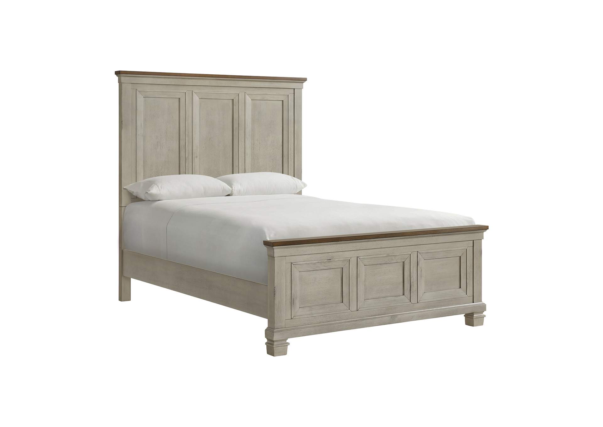 Farmington Queen Panel 3 Piece Bedroom Set In Medium Brown And Washed Stone image 21