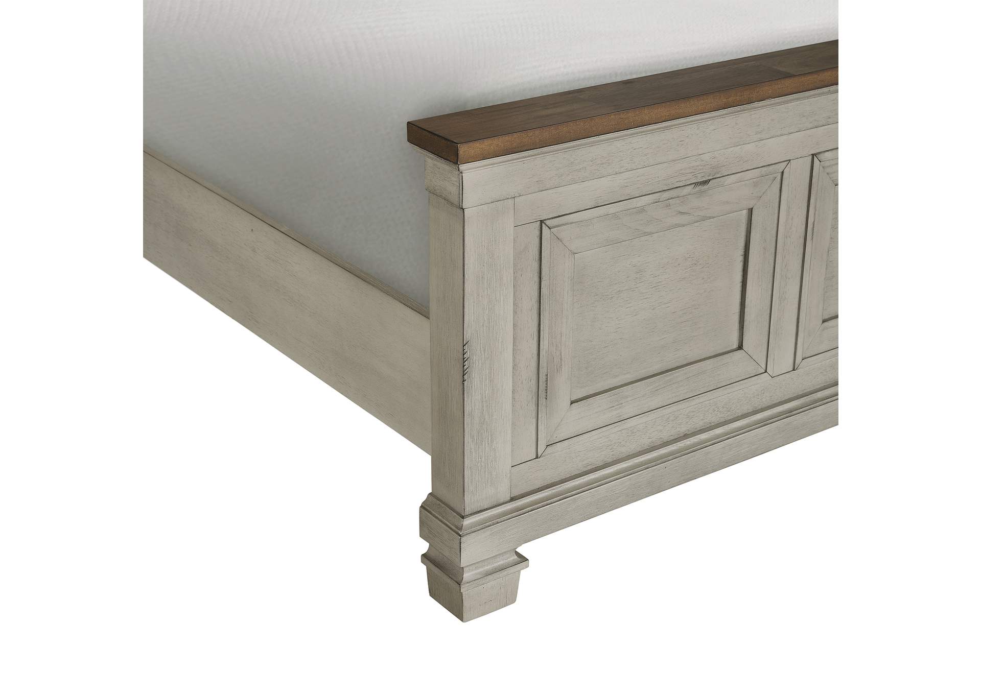 Farmington King Panel 5 Piece Bedroom Set In Medium Brown And Washed Stone image 17