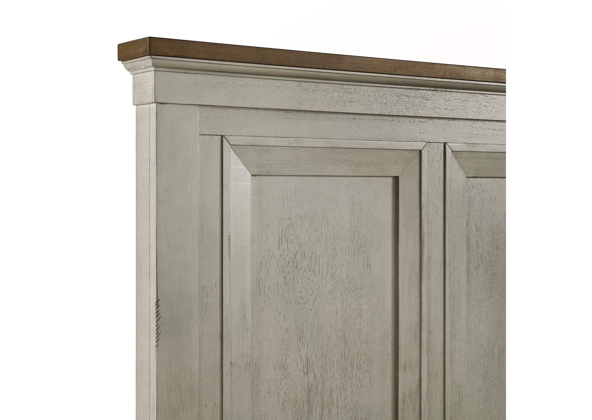 Farmington King Panel 5 Piece Bedroom Set In Medium Brown And Washed Stone image 18
