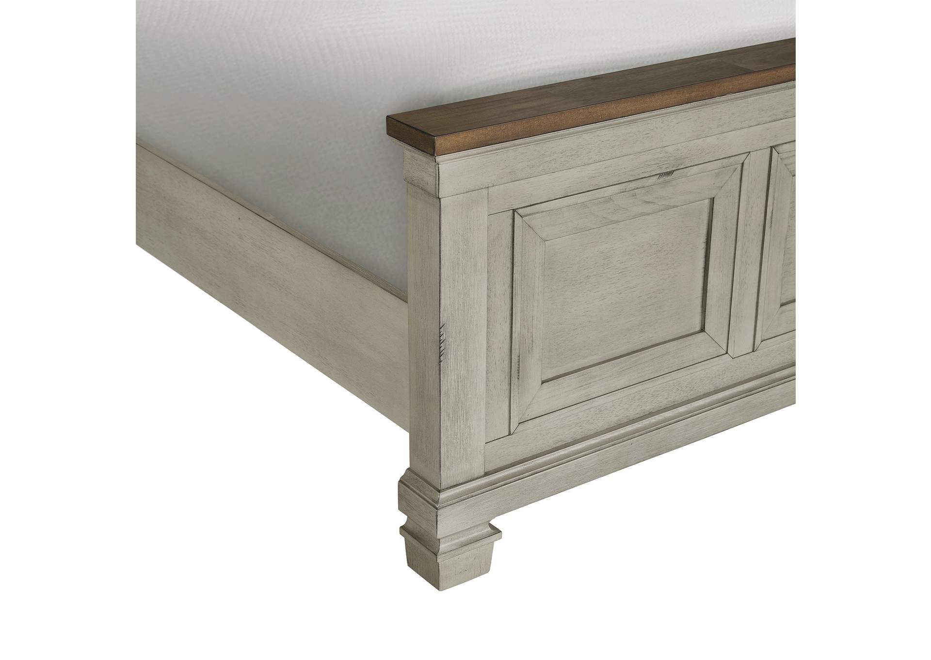 Farmington King Panel Bed In Medium Brown And Washed Stone image 4