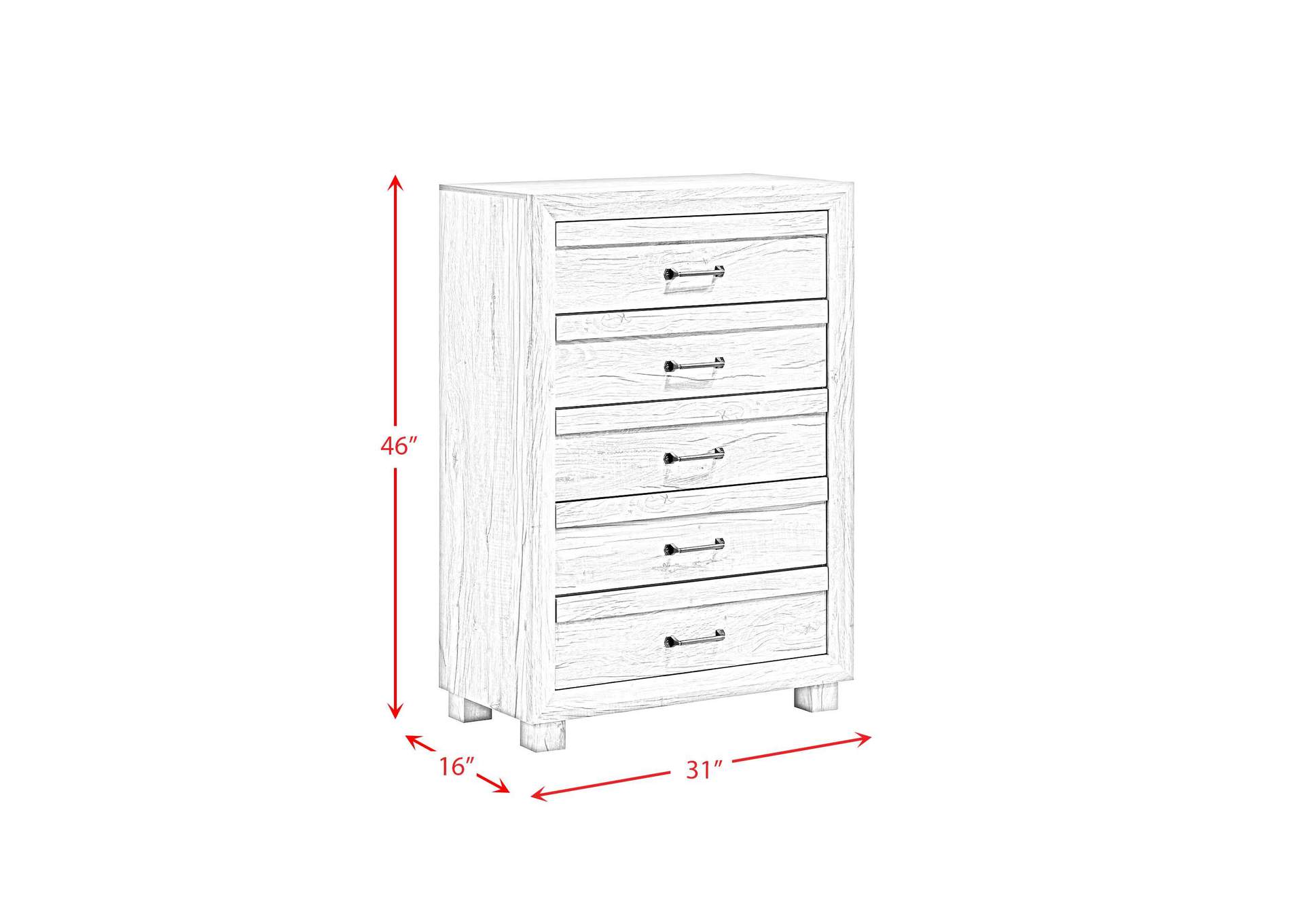 Fort Worth 5 - Drawer Chest In White Sturdy Act image 10