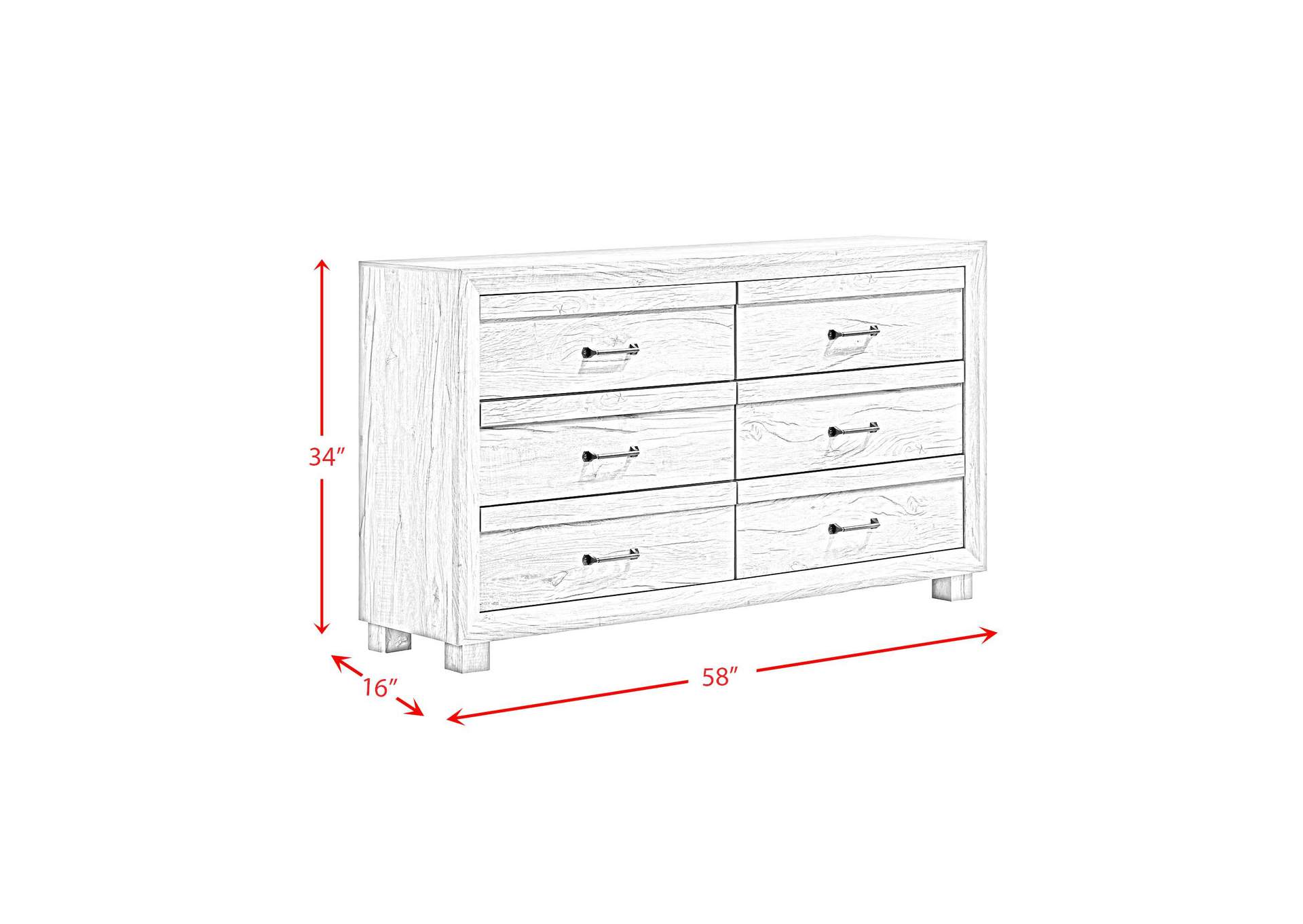 Fort Worth 6 - Drawer Dresser In White Sturdy Act image 8