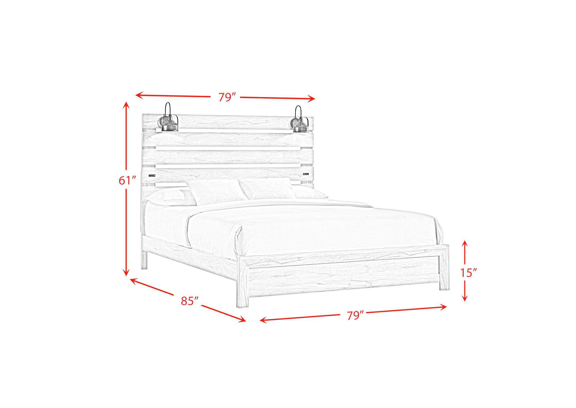 Fort Worth King Bed With Lights USB In White image 7