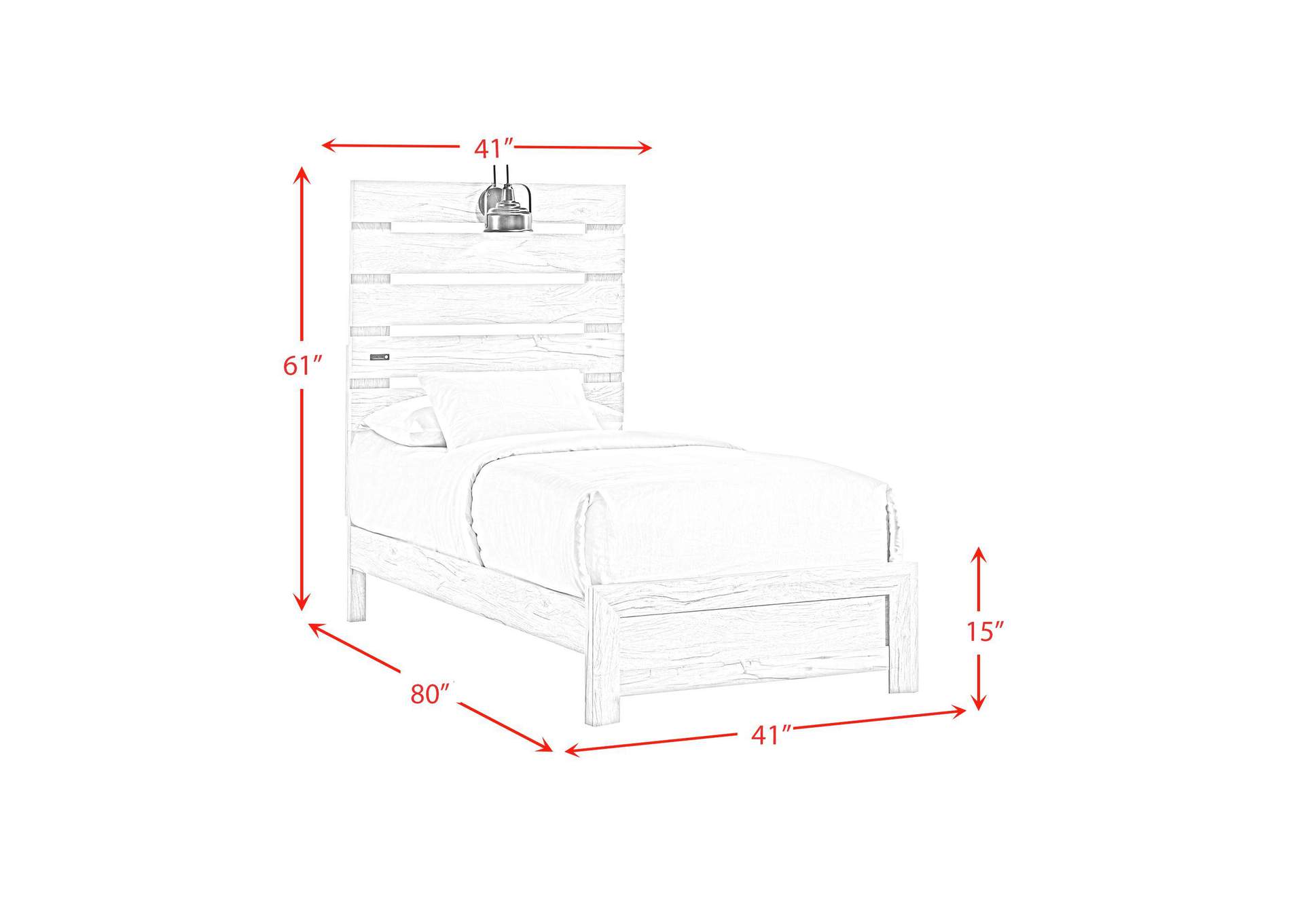 Fort Worth Twin Bed With Lights USB In White image 8