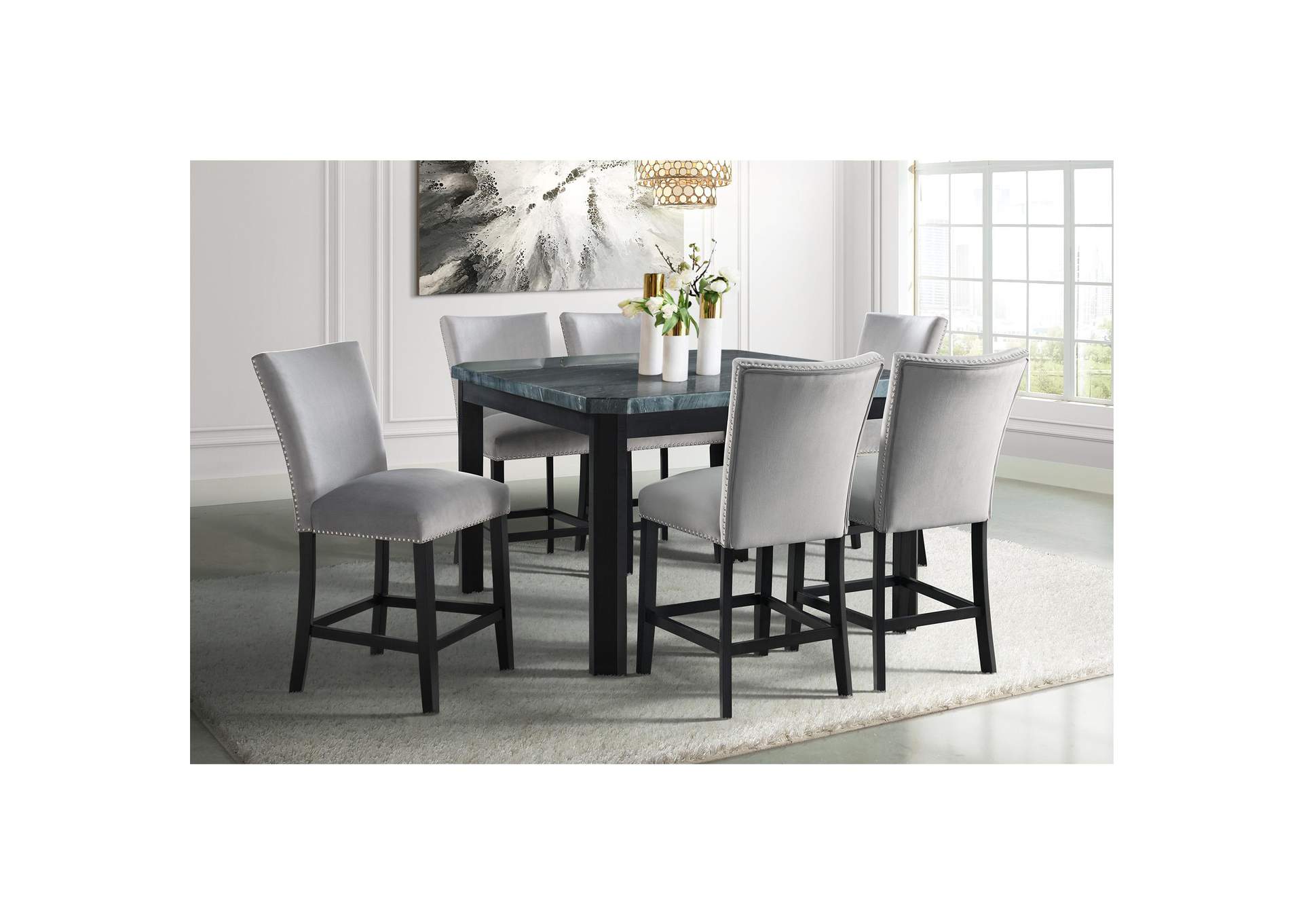 Francesca Counter Dining Gray Counter Velvet Side Chair 2 Per Pack image 1