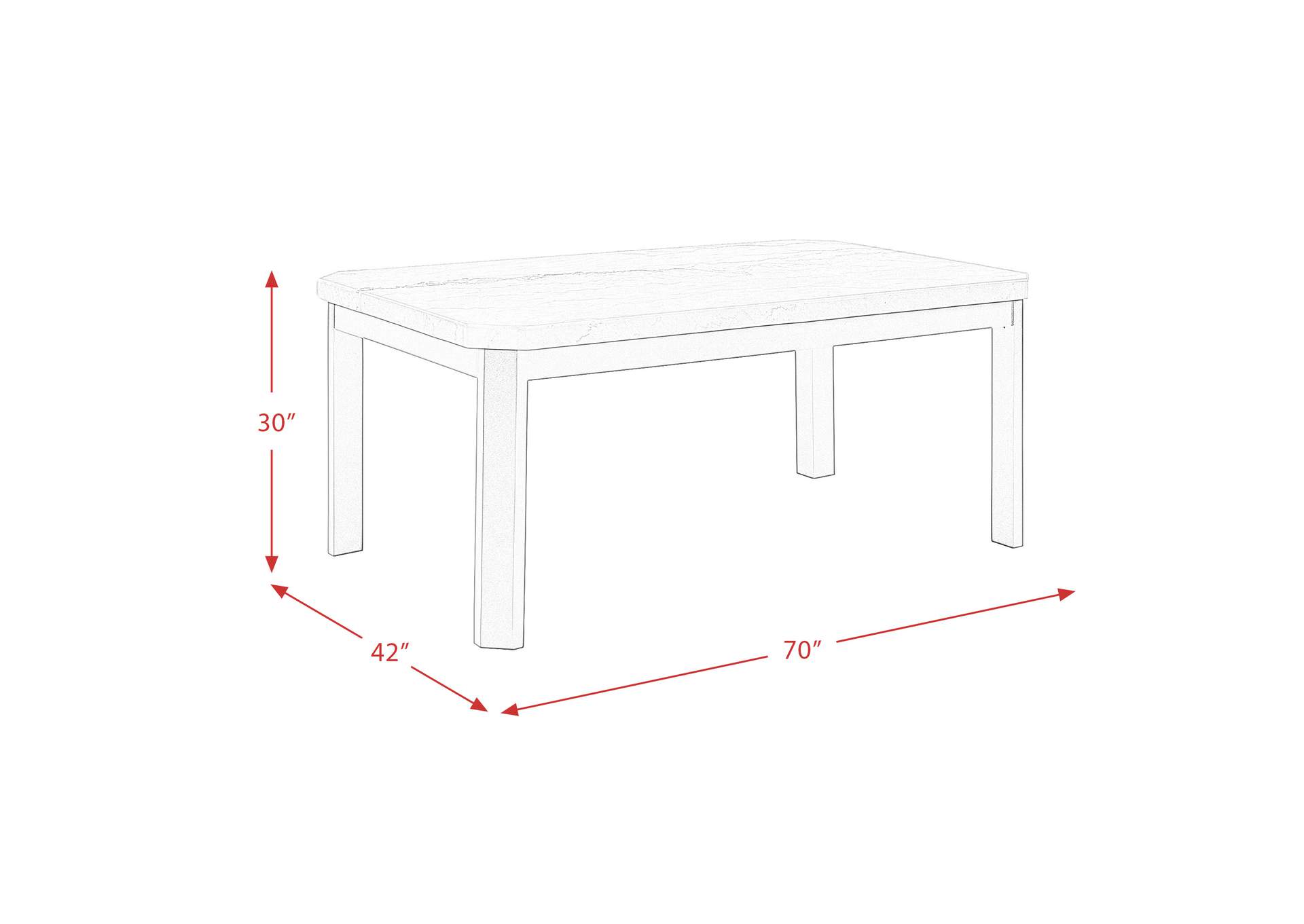 Francesca White Marble Rectangular 5 Piece Dining Set - Table Four Black Pu Chairs