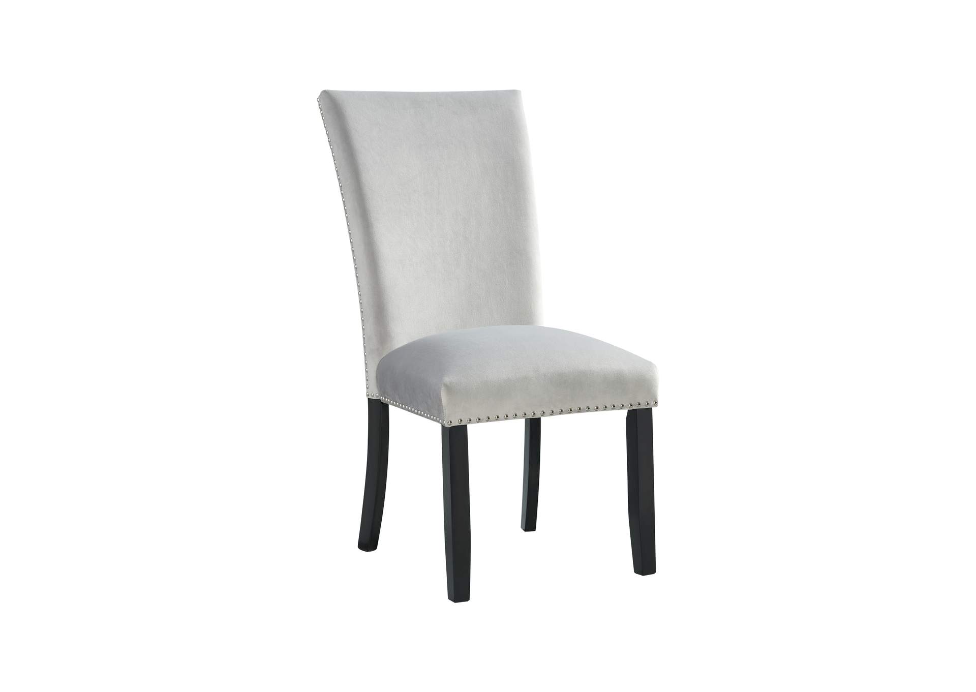 Valentino White 5 Piece Dining Set - Table Four Grey Chairs