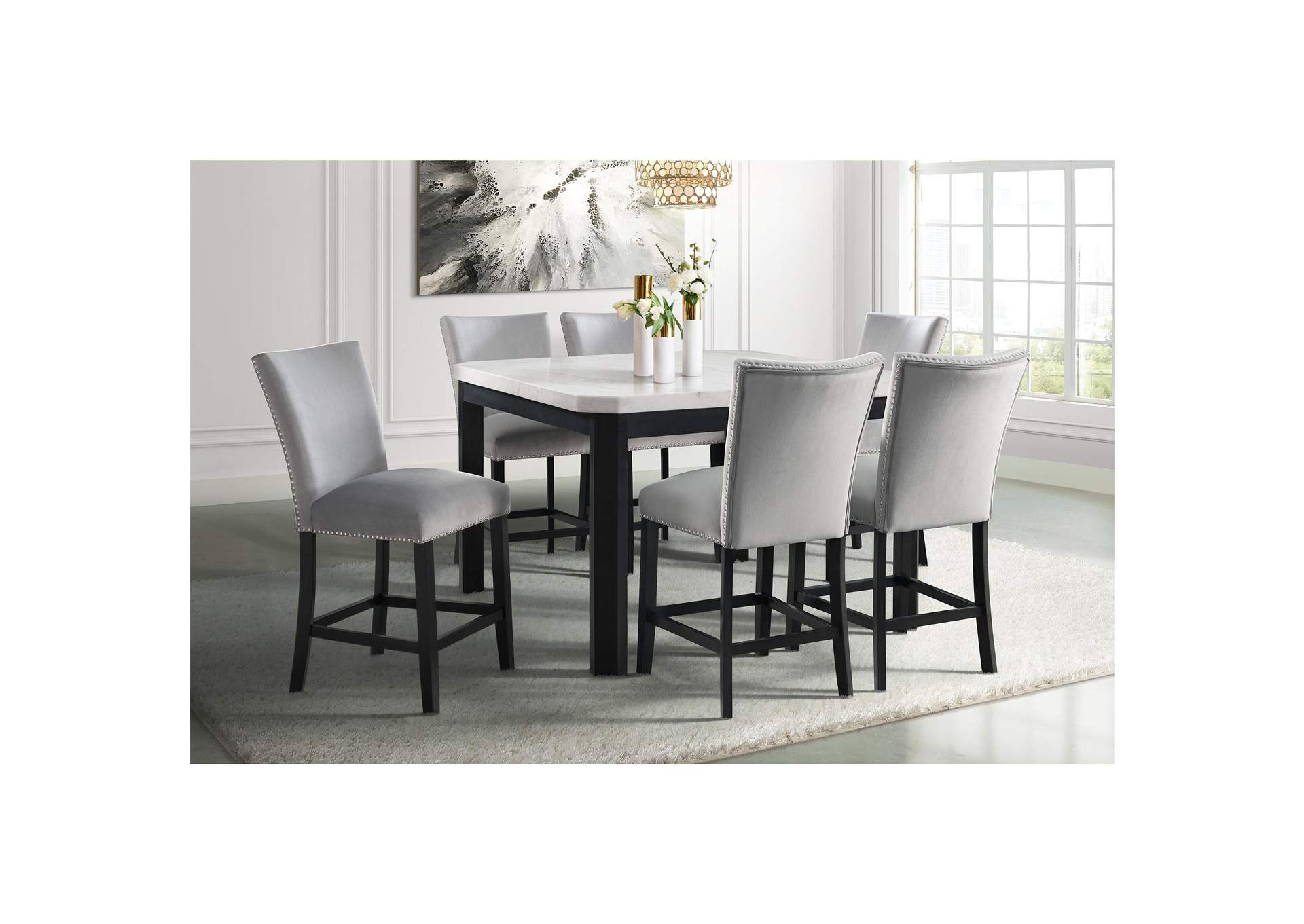 Francesca Counter Dining Gray Counter Velvet Side Chair 2 Per Pack image 1