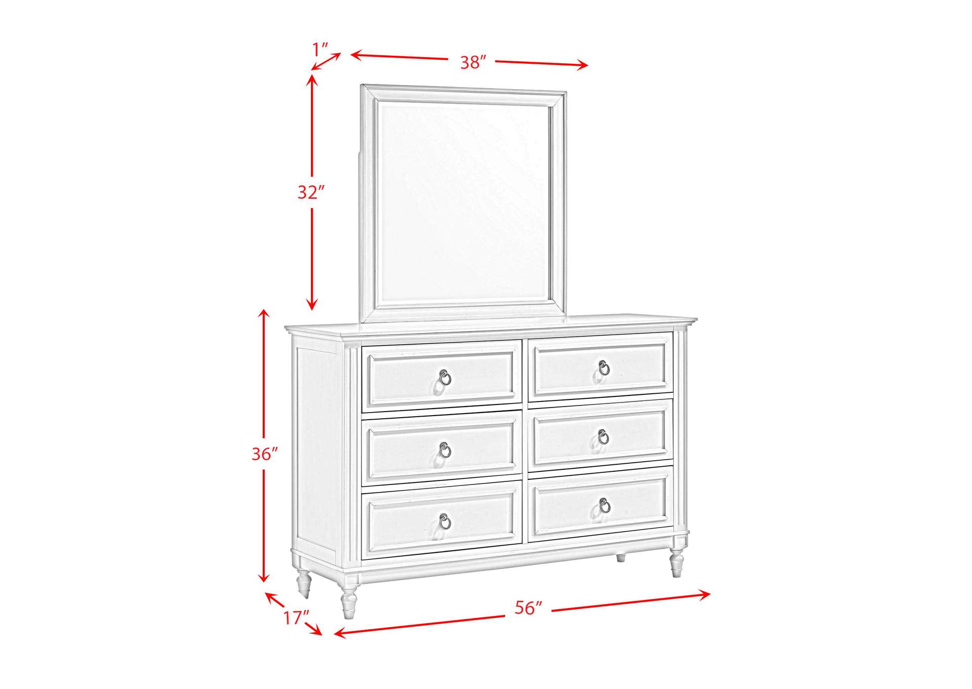 Gianna 6 - Drawer Dresser And Mirror Set image 8