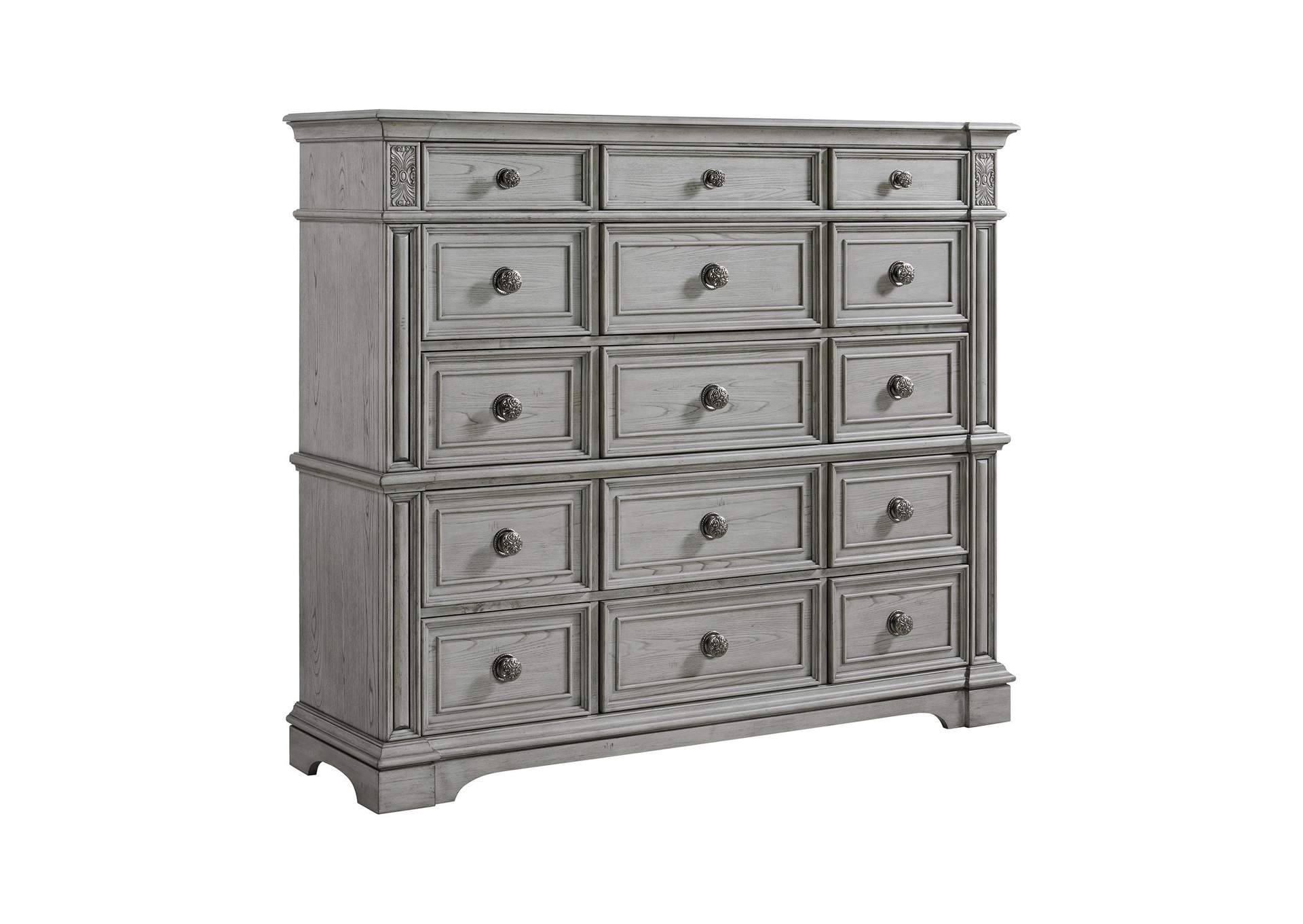Glenmore 15 - Drawer Mansion Chest In Aged Grey image 3