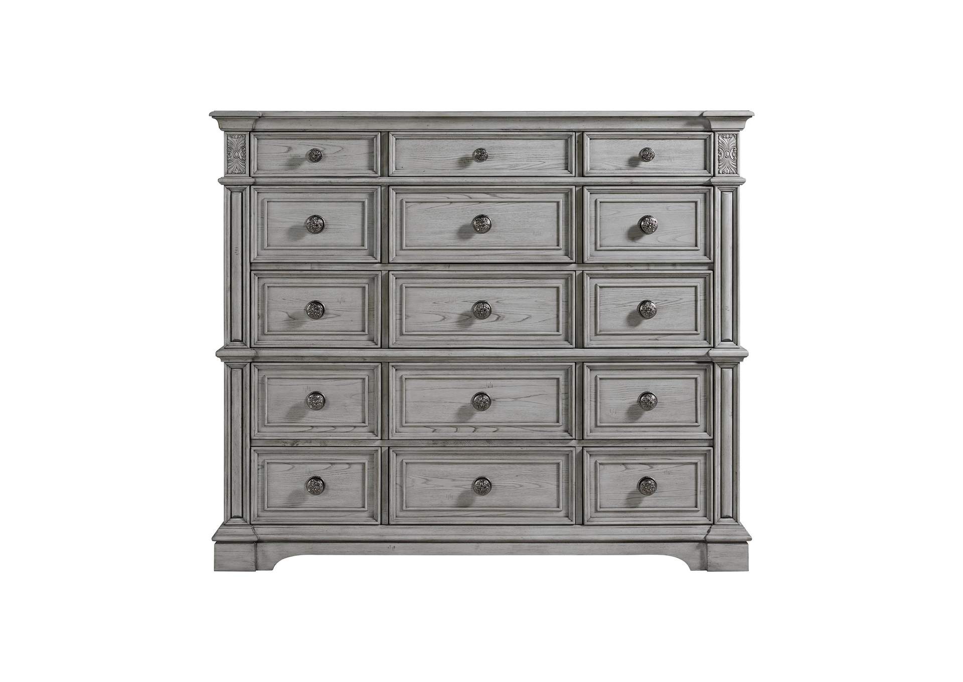 Glenmore 15 - Drawer Mansion Chest In Aged Grey image 4