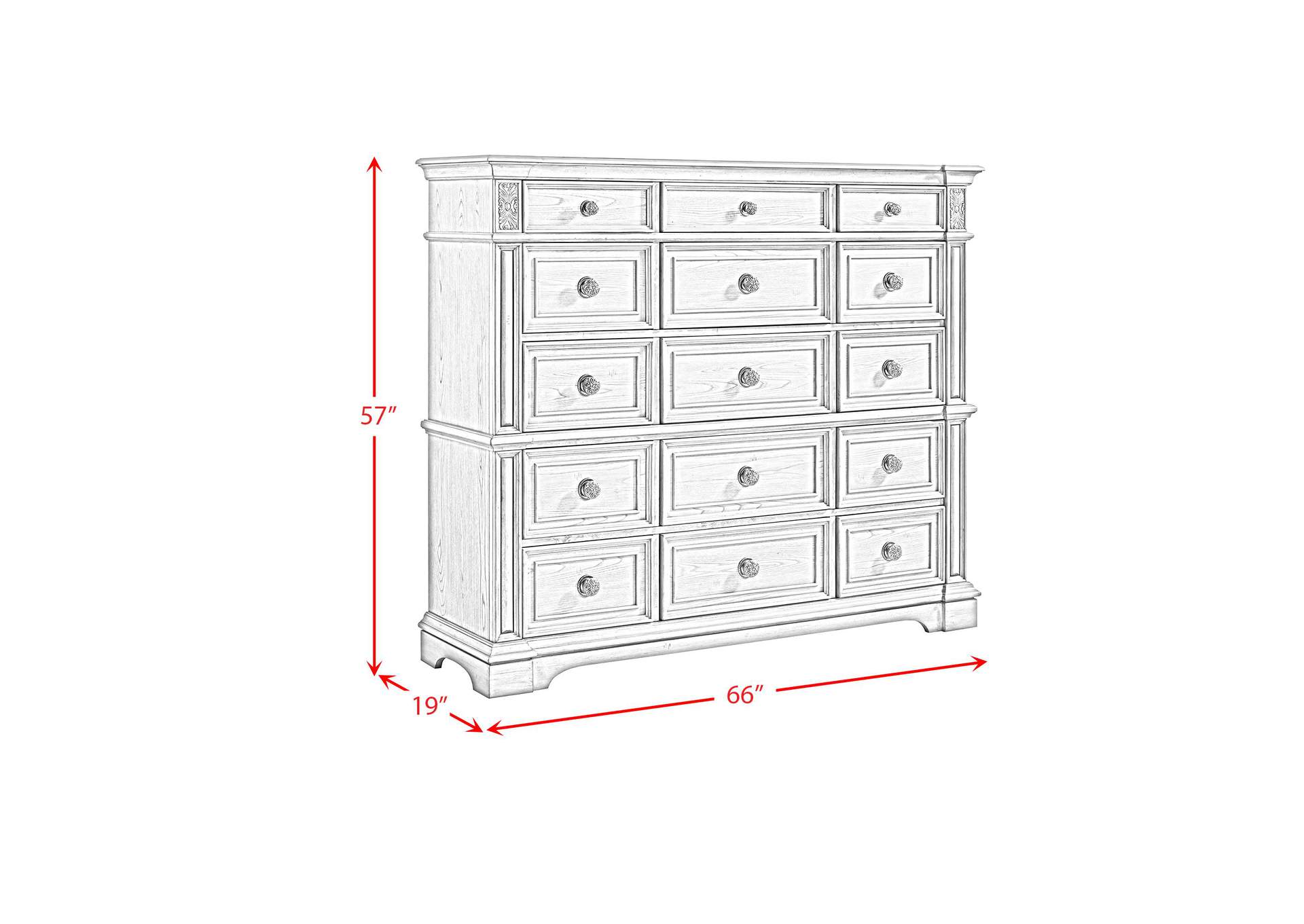 Glenmore 15 - Drawer Mansion Chest In Aged Grey image 10