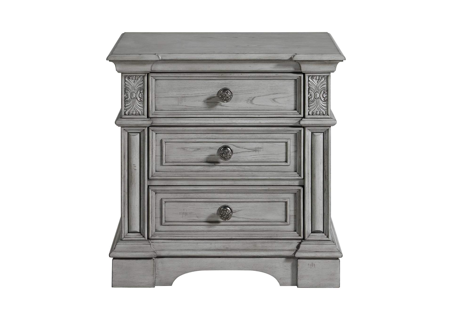 Glenmore 3 - Drawer Nightstand With USB In Aged Grey image 4