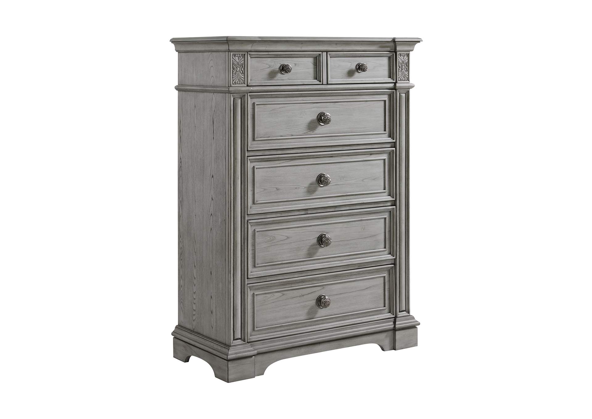 Glenmore King Panel 5 Piece Bedroom Set In Aged Grey image 19