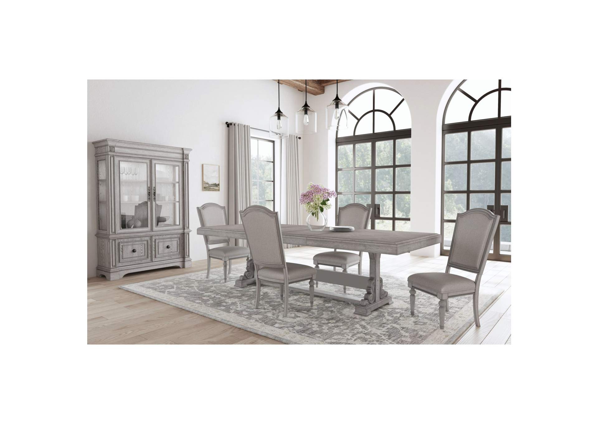 Glenmore 5 Piece Standard Height Dining Set In Aged Grey - Table And Four Chairs image 1