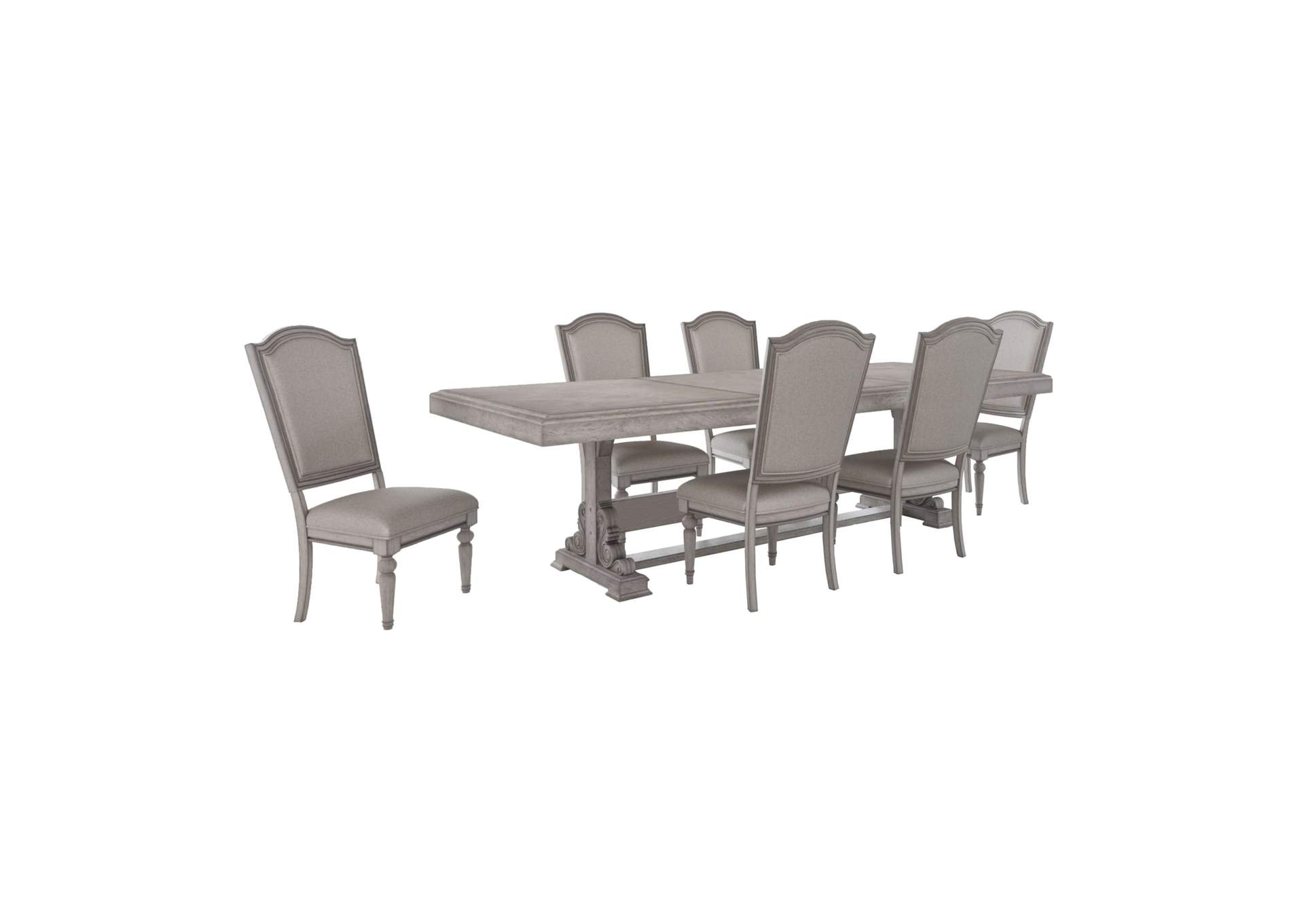 Glenmore 7 Piece Standard Height Dining Set In Aged Grey - Table And Six Chairs image 5