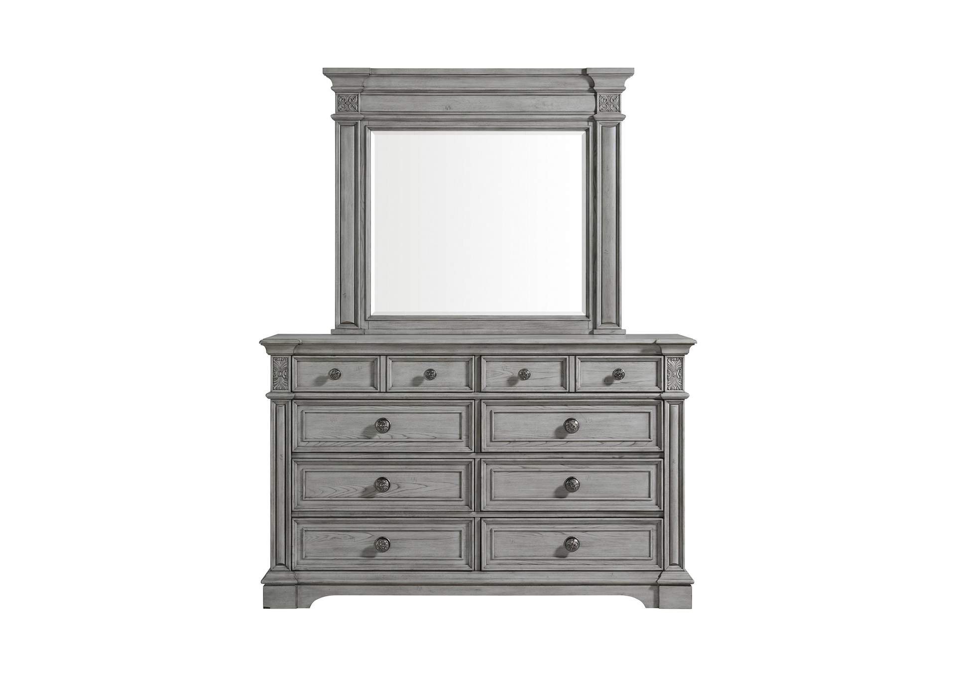 Glenmore Dresser And Mirror Set In Aged Grey image 4