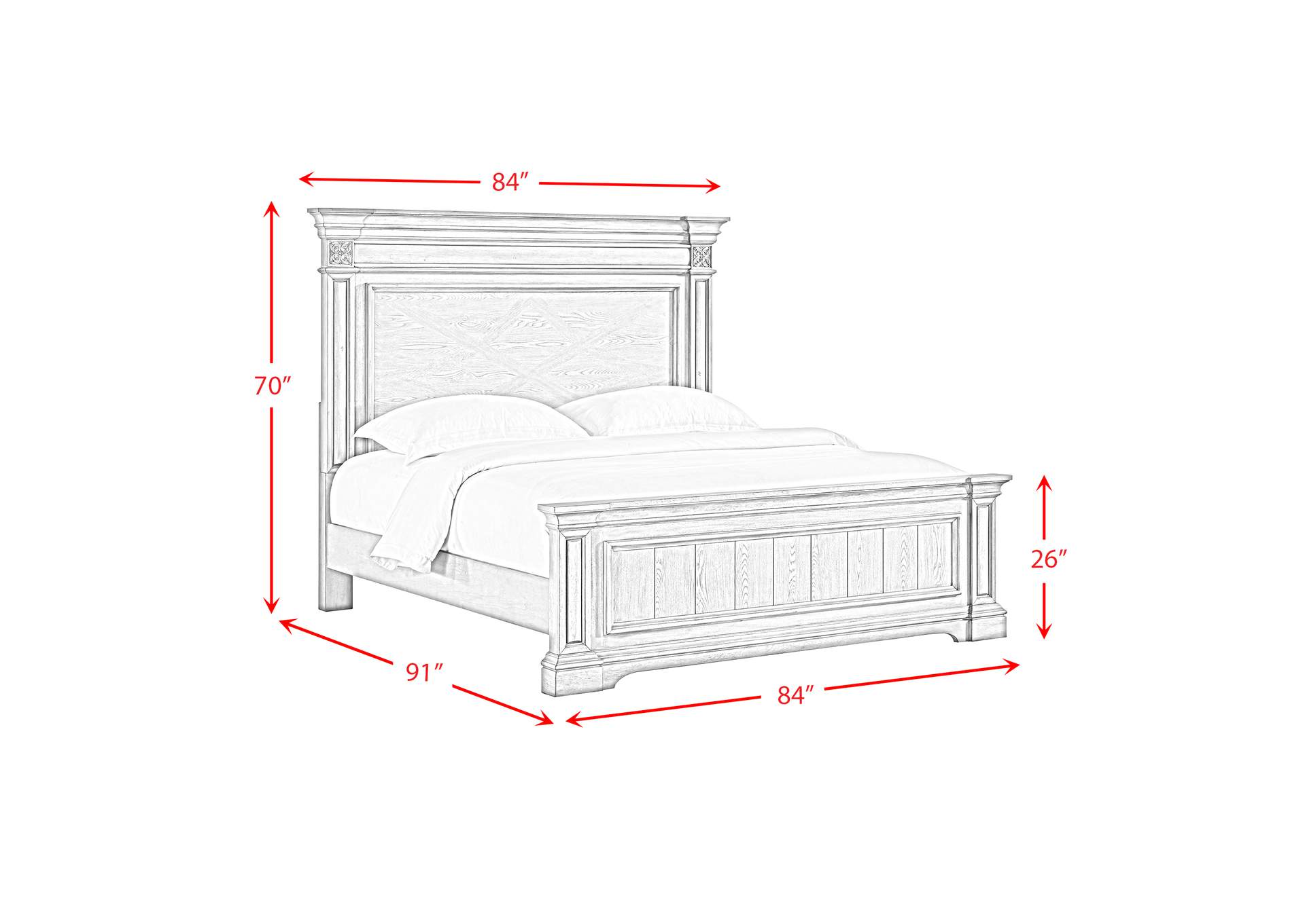 Glenmore King Panel 5 Piece Bedroom Set In Aged Grey image 8