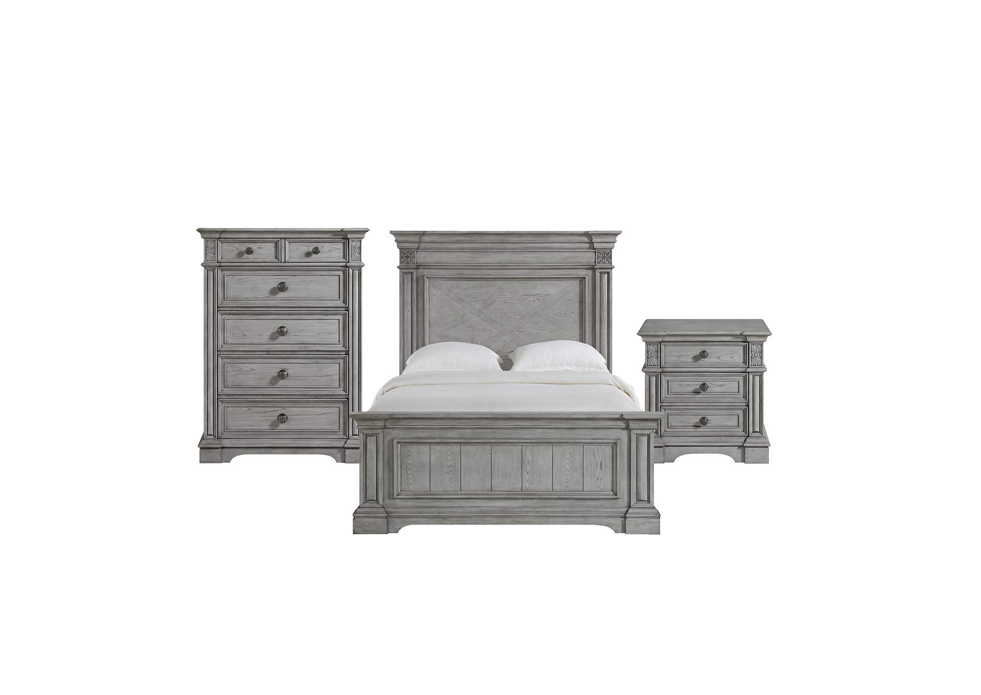 Glenmore Queen Panel 3 Piece Bedroom Set In Aged Grey image 6