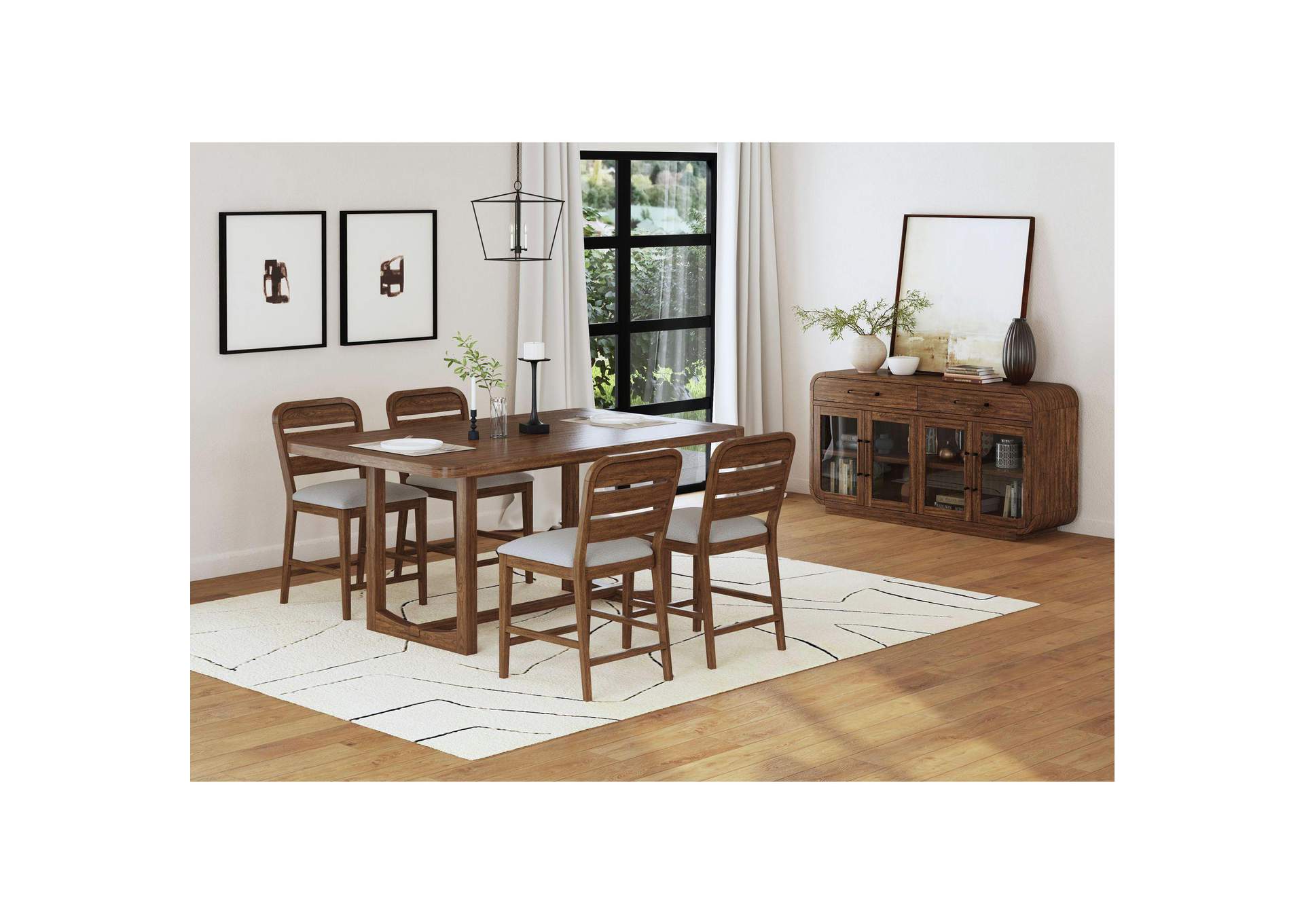 Glinda Counter Chair With Light Grey Fabric In Brown 2 Per Carton image 1