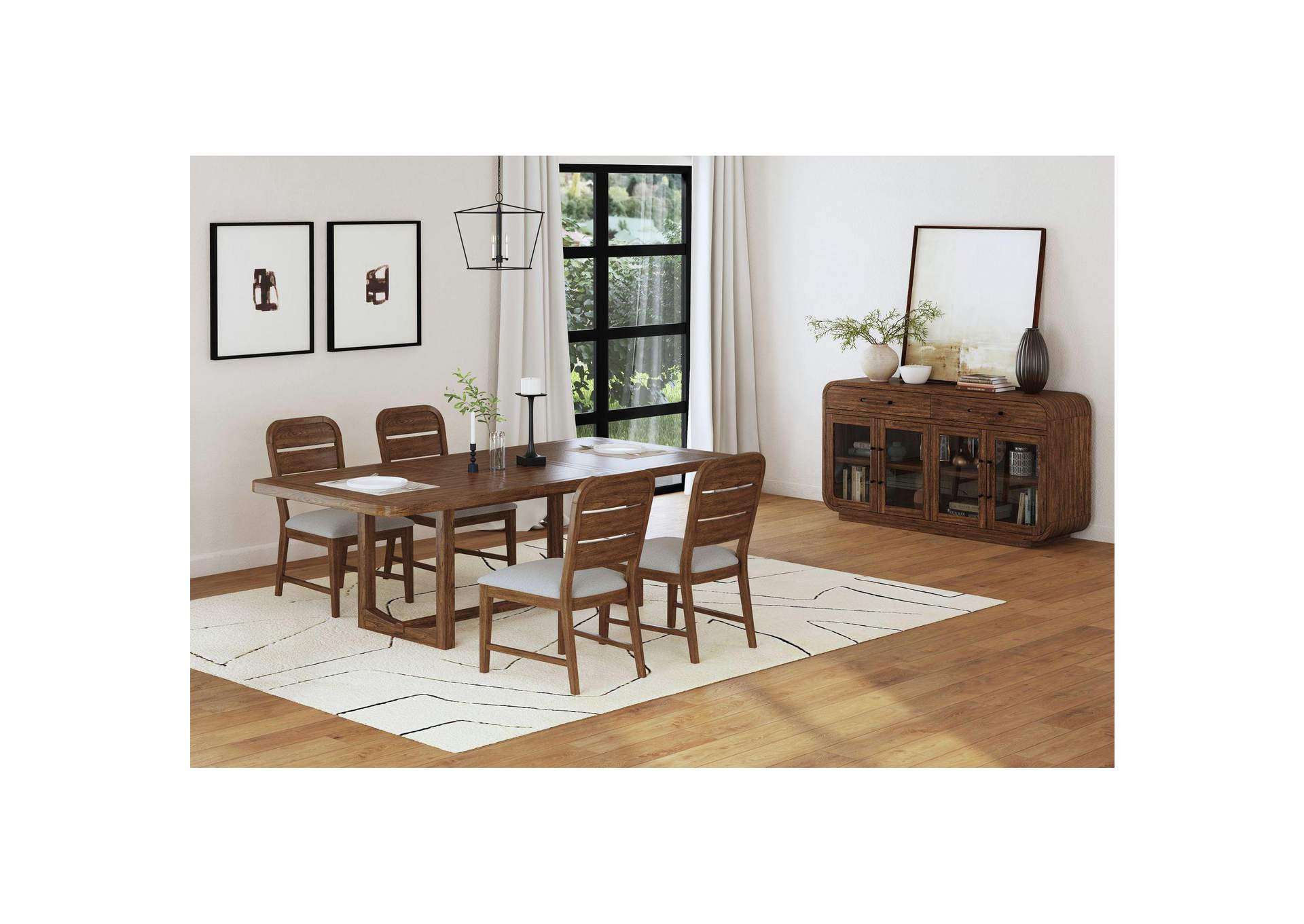 Glinda Dining Side Chair With Light Grey Fabric In Brown 2 Per Carton image 1