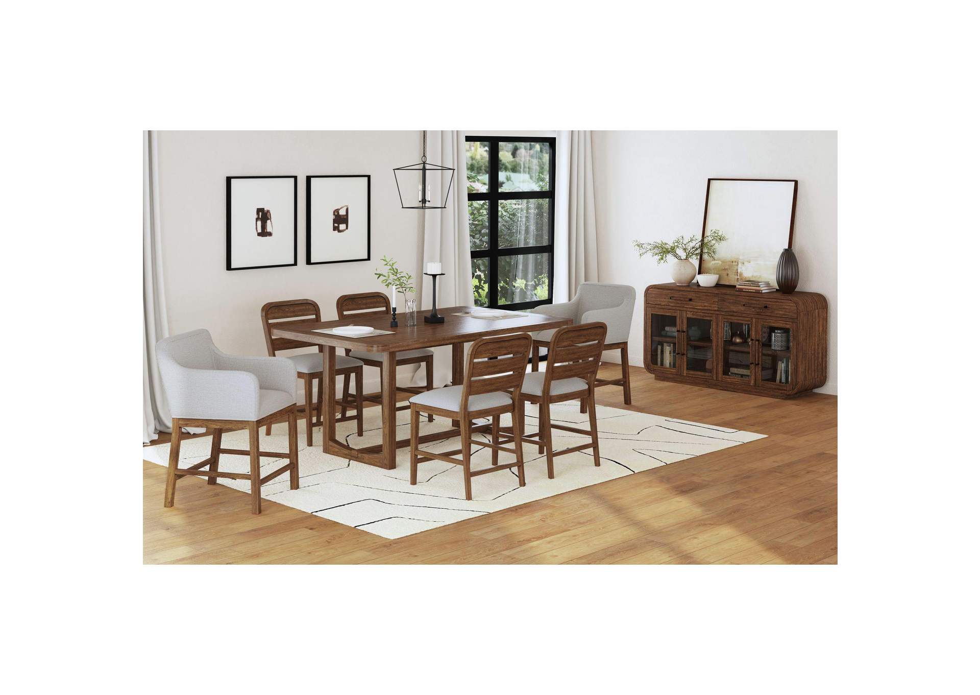 Glinda Upholstery Counter Chair With Light Grey Fabric In Brown 2 Per Carton image 1