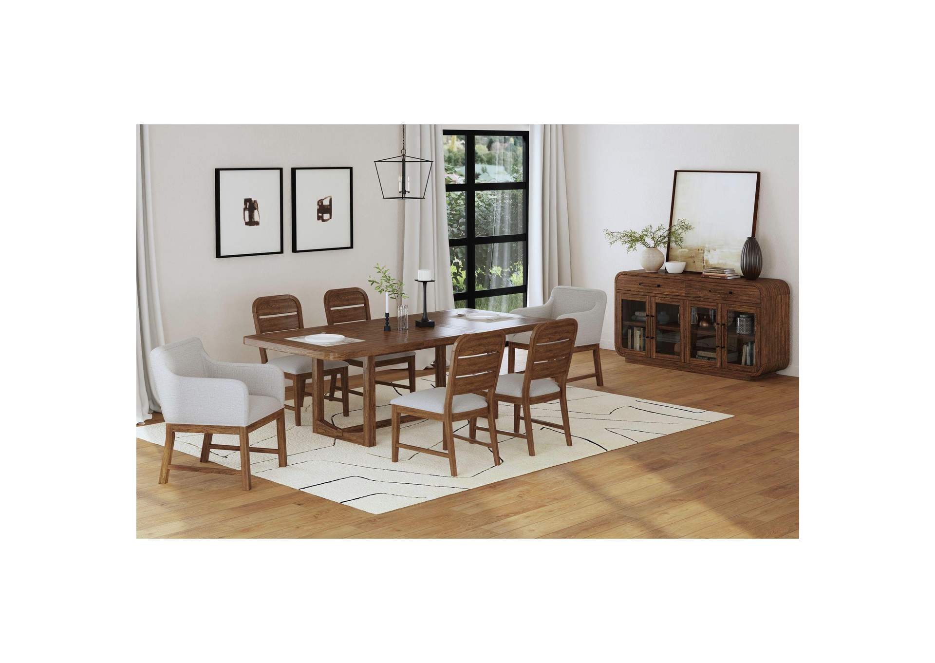 Glinda Upholstery Dining Chair With Light Grey Fabric In Brown 2 Per Carton image 1