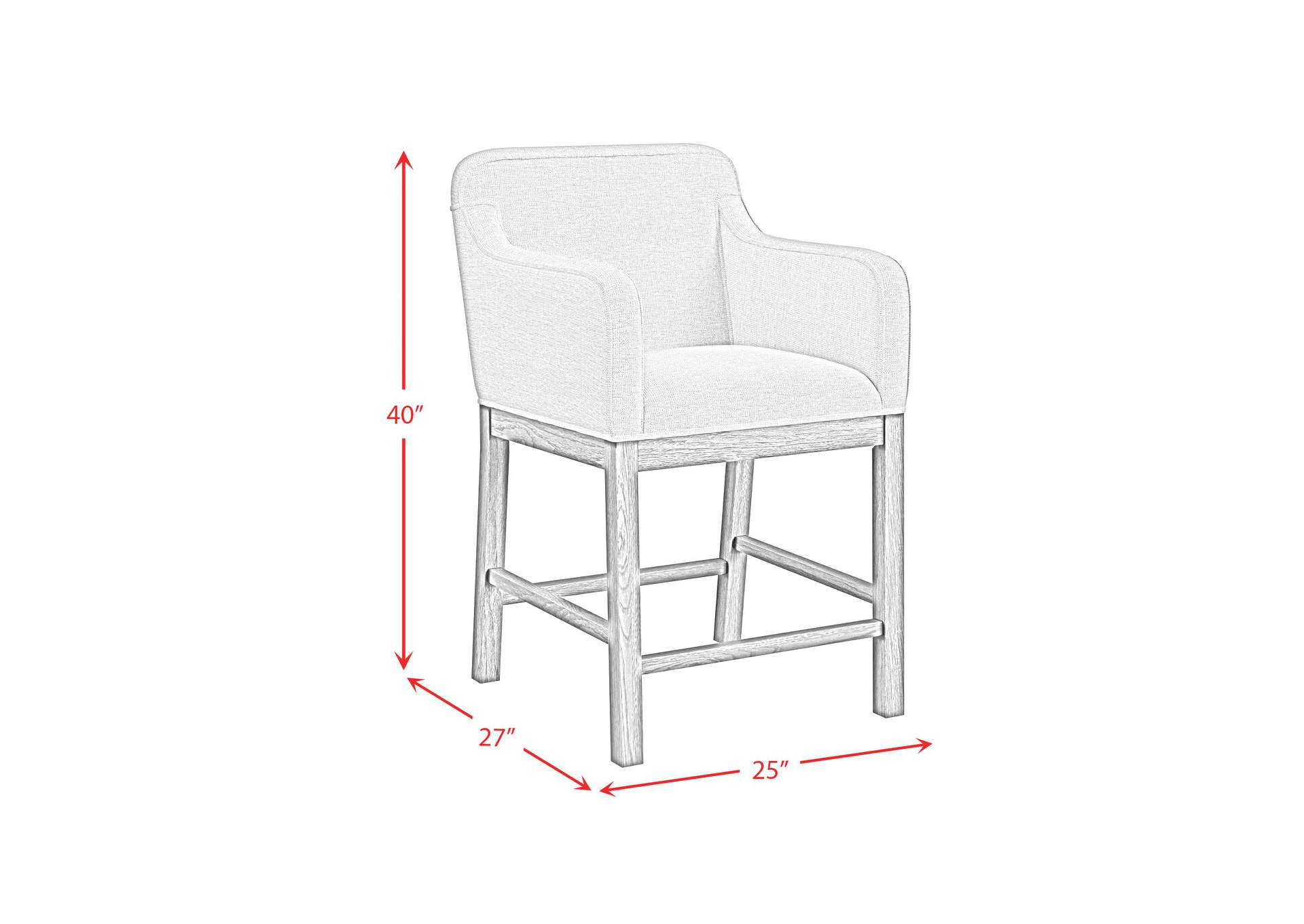 Glinda Upholstery Counter Chair With Light Grey Fabric In Brown 2 Per Carton image 6