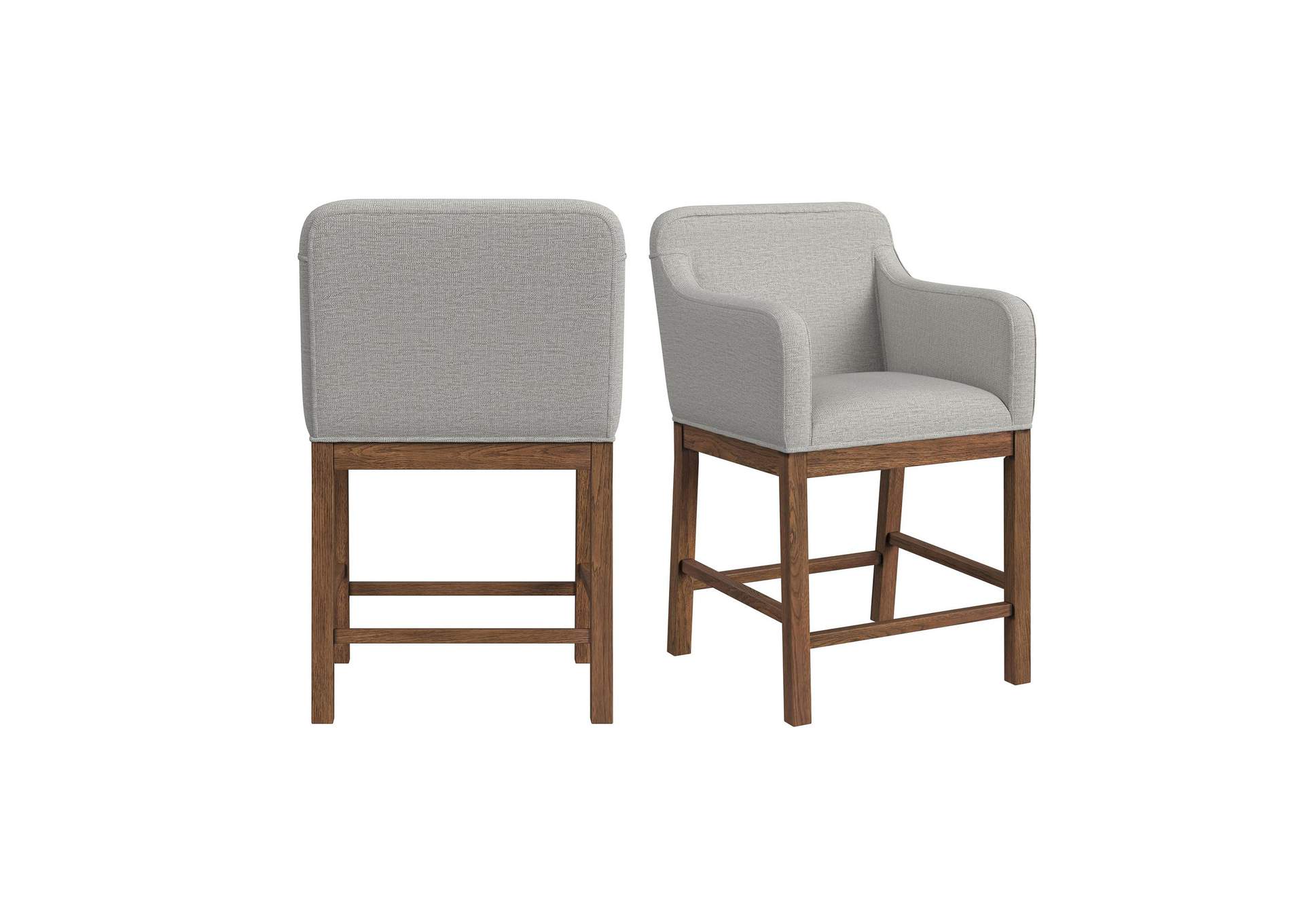 Glinda Upholstery Counter Chair With Light Grey Fabric In Brown 2 Per Carton image 3