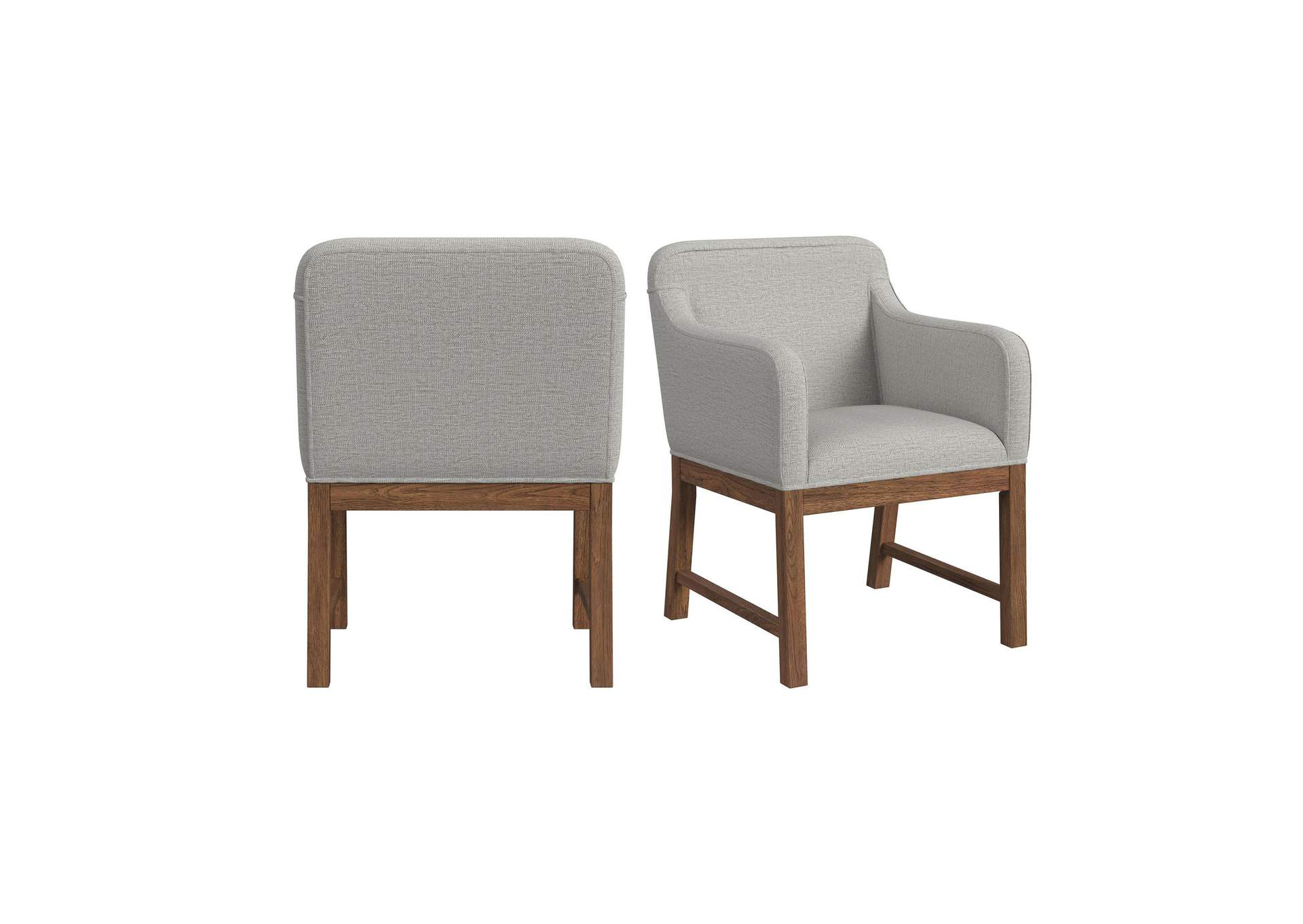 Glinda Upholstery Dining Chair With Light Grey Fabric In Brown 2 Per Carton image 3