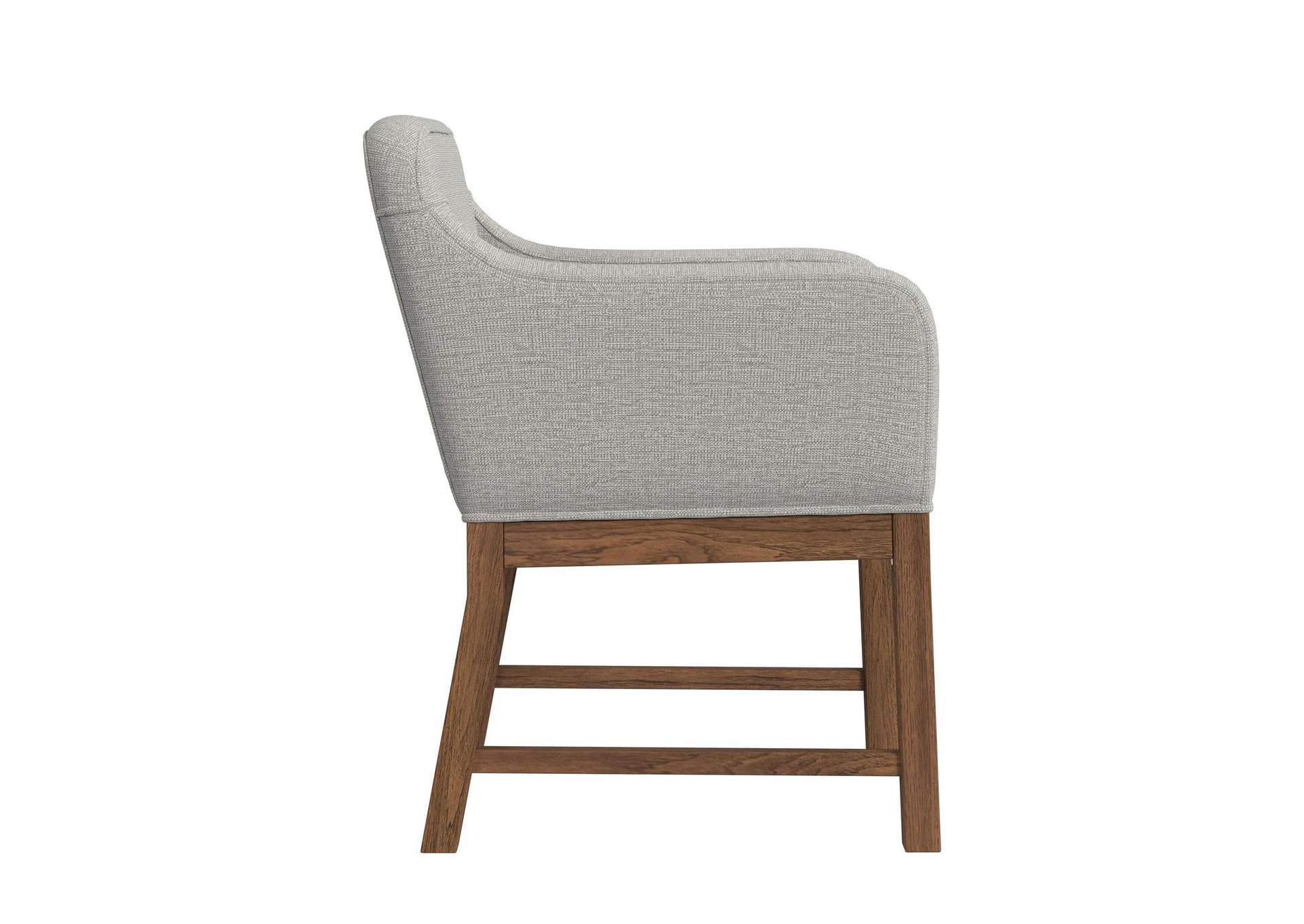Glinda Upholstery Dining Chair With Light Grey Fabric In Brown 2 Per Carton image 9