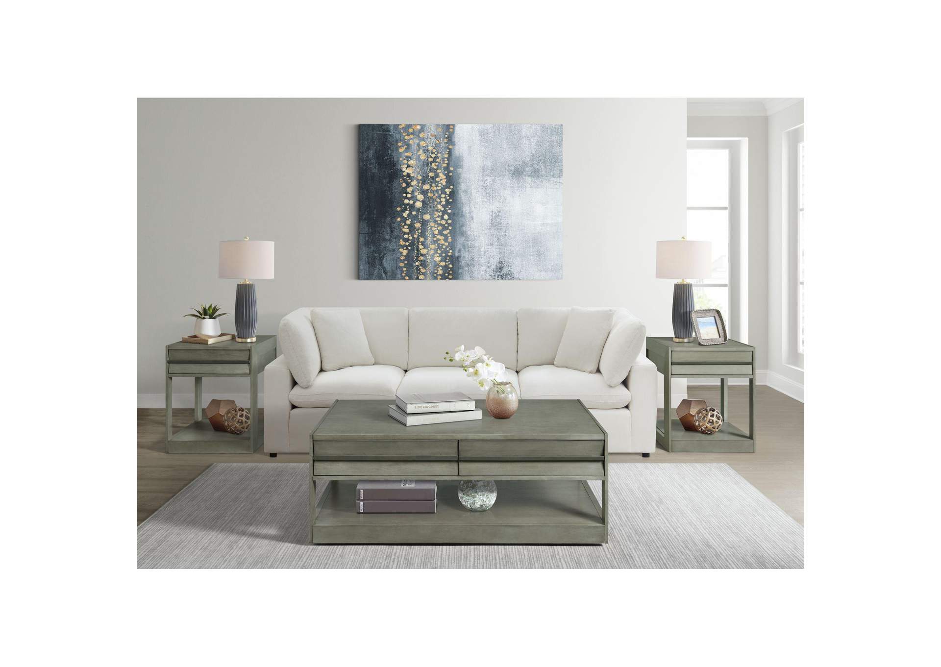 Gordon Rectangular End Table In Grey image 1