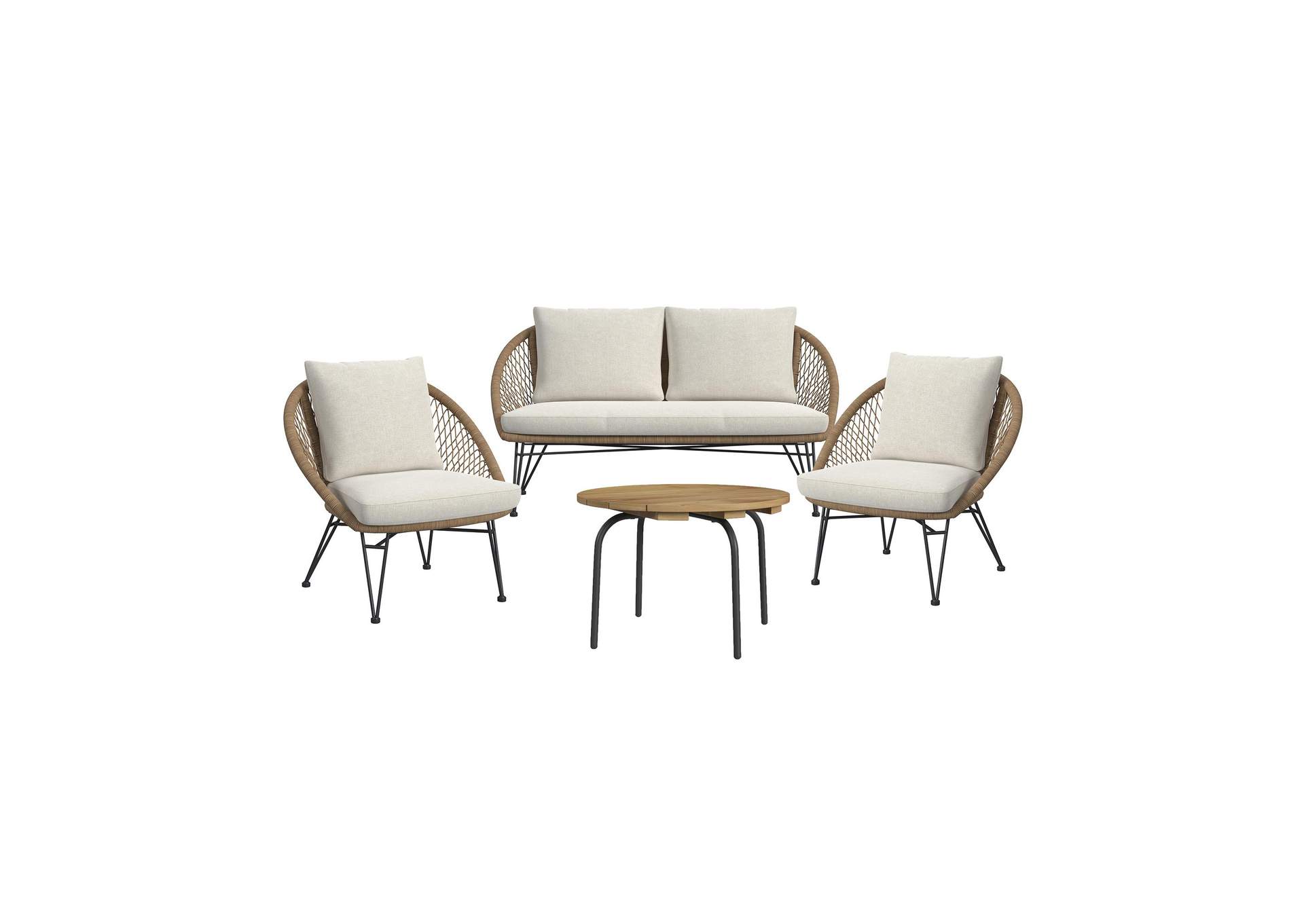Grace Outdoor Seating 4Pc Set - Black Natural And Olefin Beige image 3