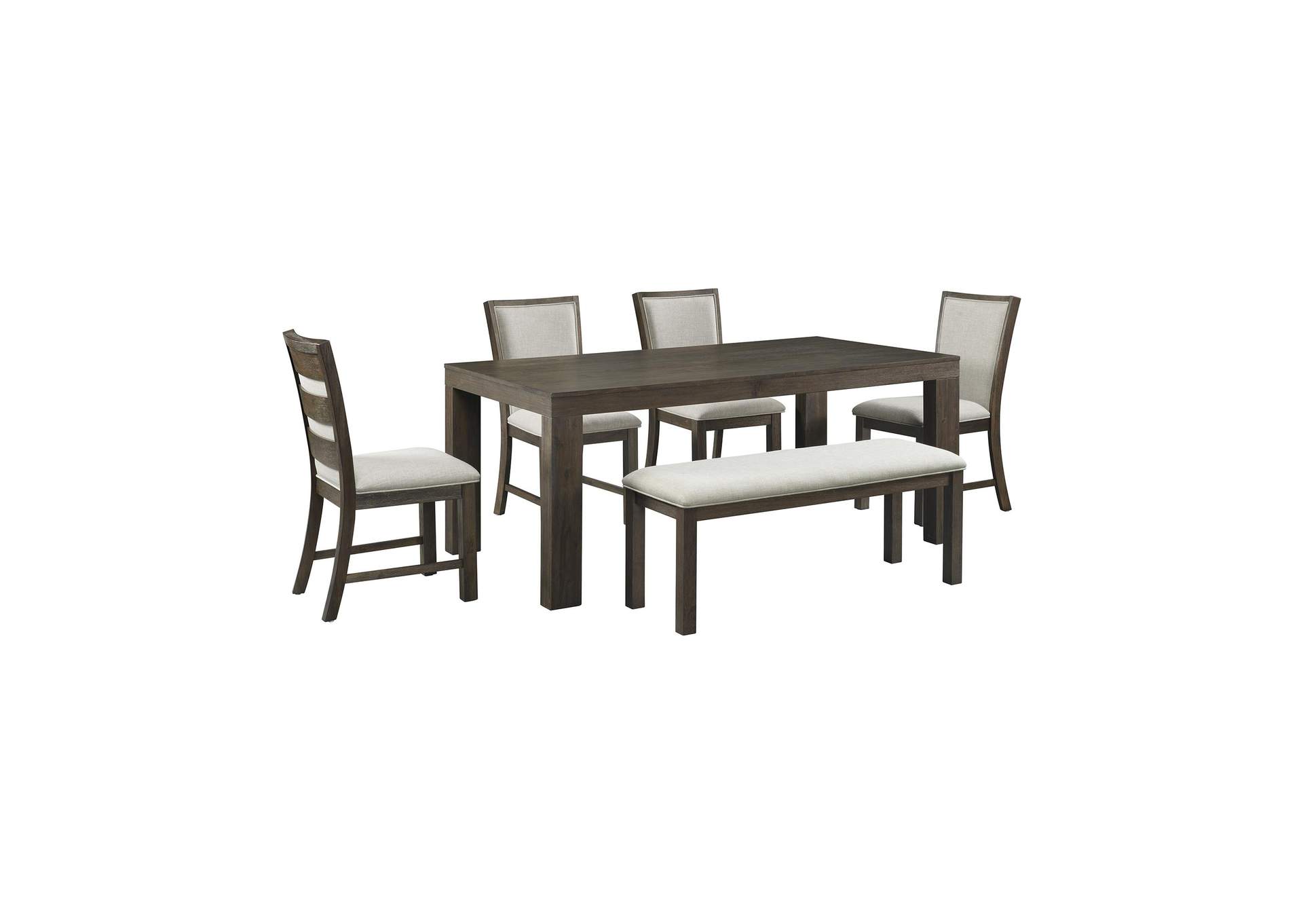 Grady 6 Piece Dining Set 72 Table 4 Chairs Bench In Brown image 22