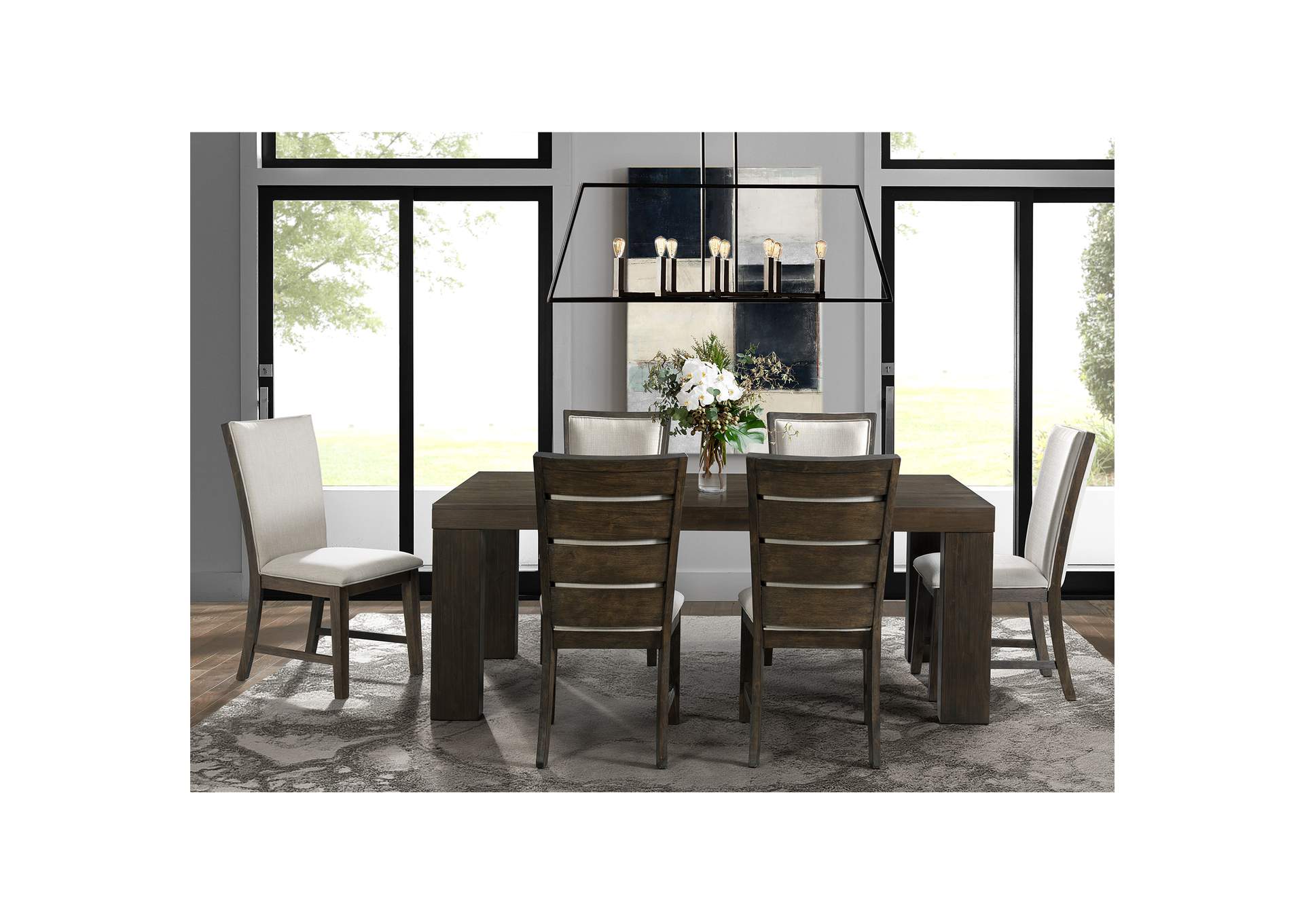 Grady 7 Piece Dining Set - Table Six Slat Back Chairs image 1