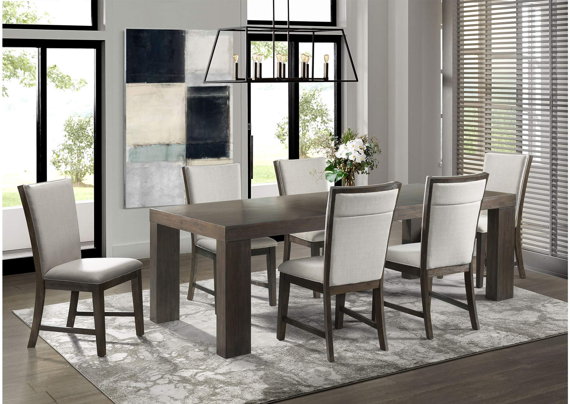 Grady 7 Piece Dining Set - Table Six Upholstered Side Chairs image 1