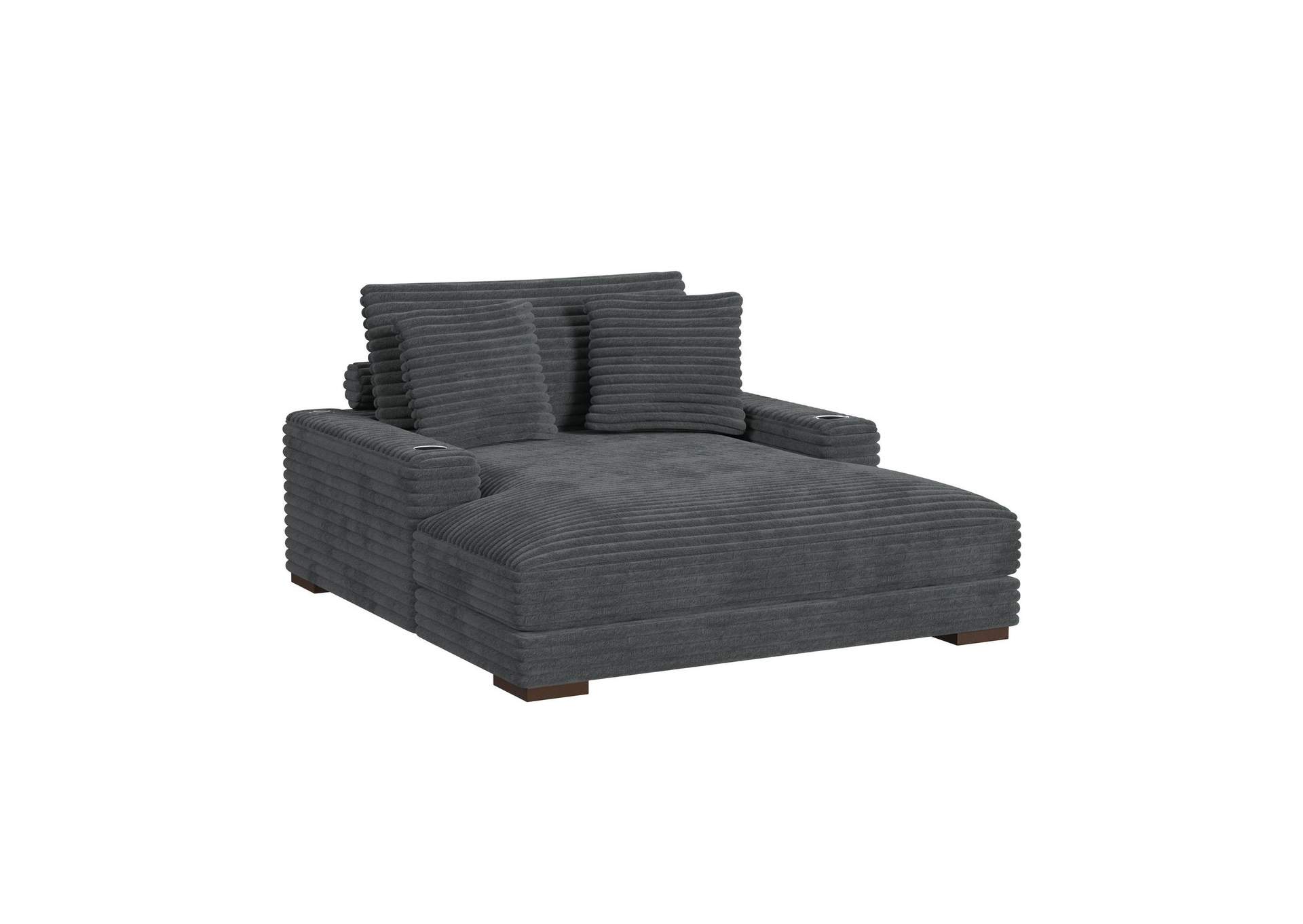 Grande Chaise With 2 Pillows 21 In Grand Cord Charcoal image 3