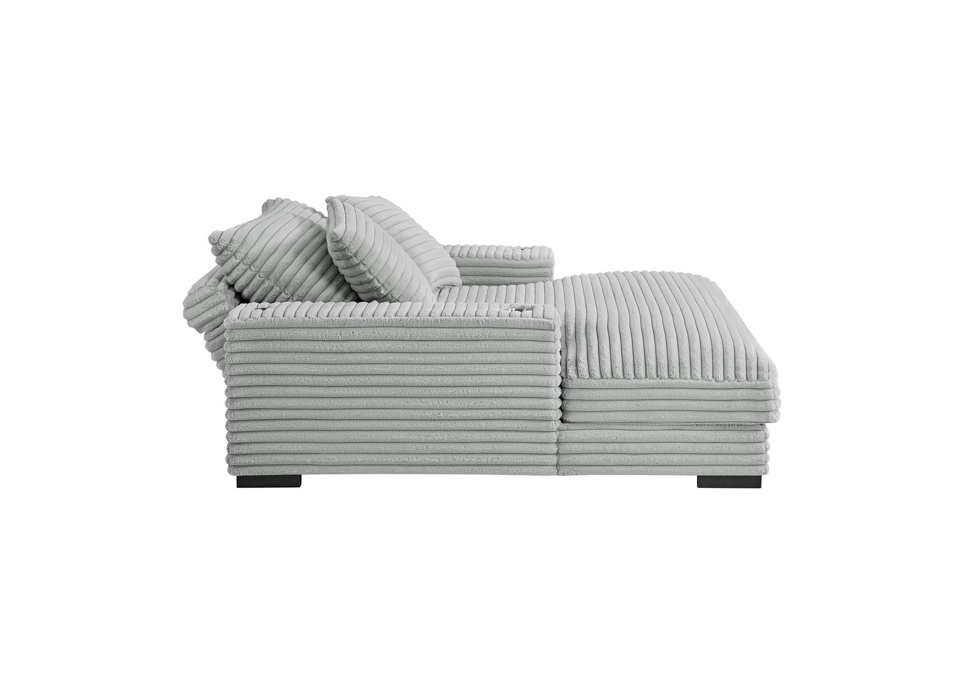 Grande Chaise With Power Back And 2 Pillows 21 In Grand Cord Light Grey