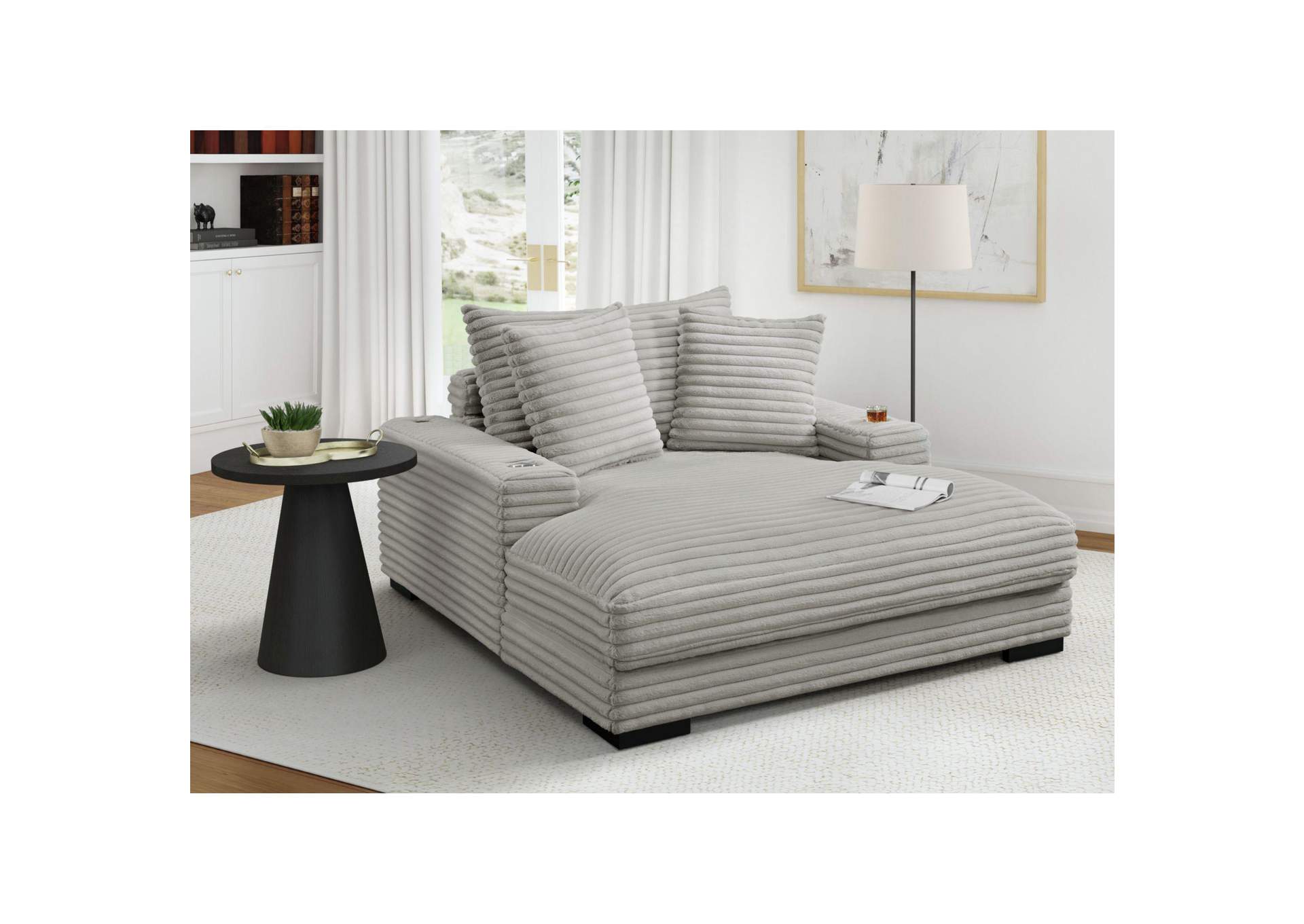 Grande Chaise With 2 Pillows 21 In Grand Cord Beige image 1