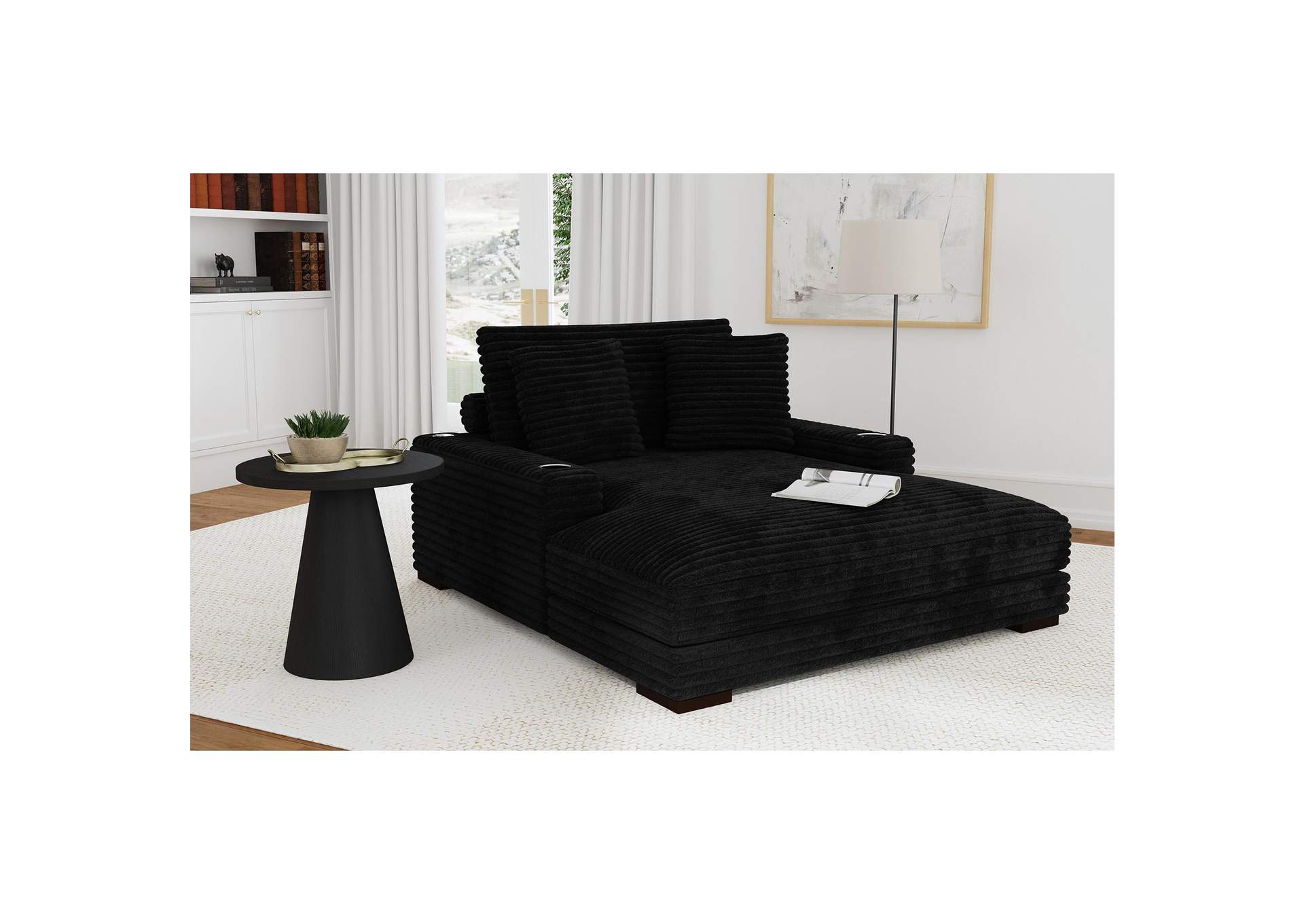 Grande Chaise With 2 Pillows 21 In Grand Cord Black image 1