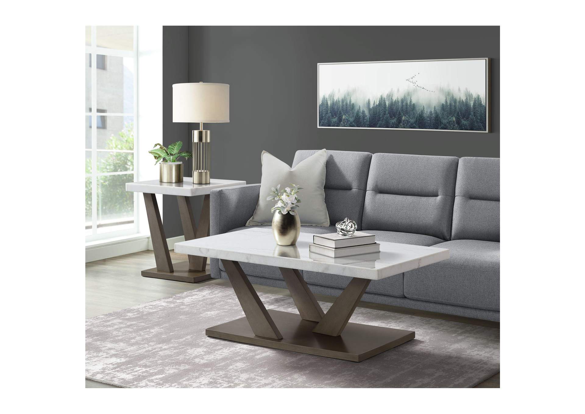 Greta Rectangular Coffee Table In Grey image 1