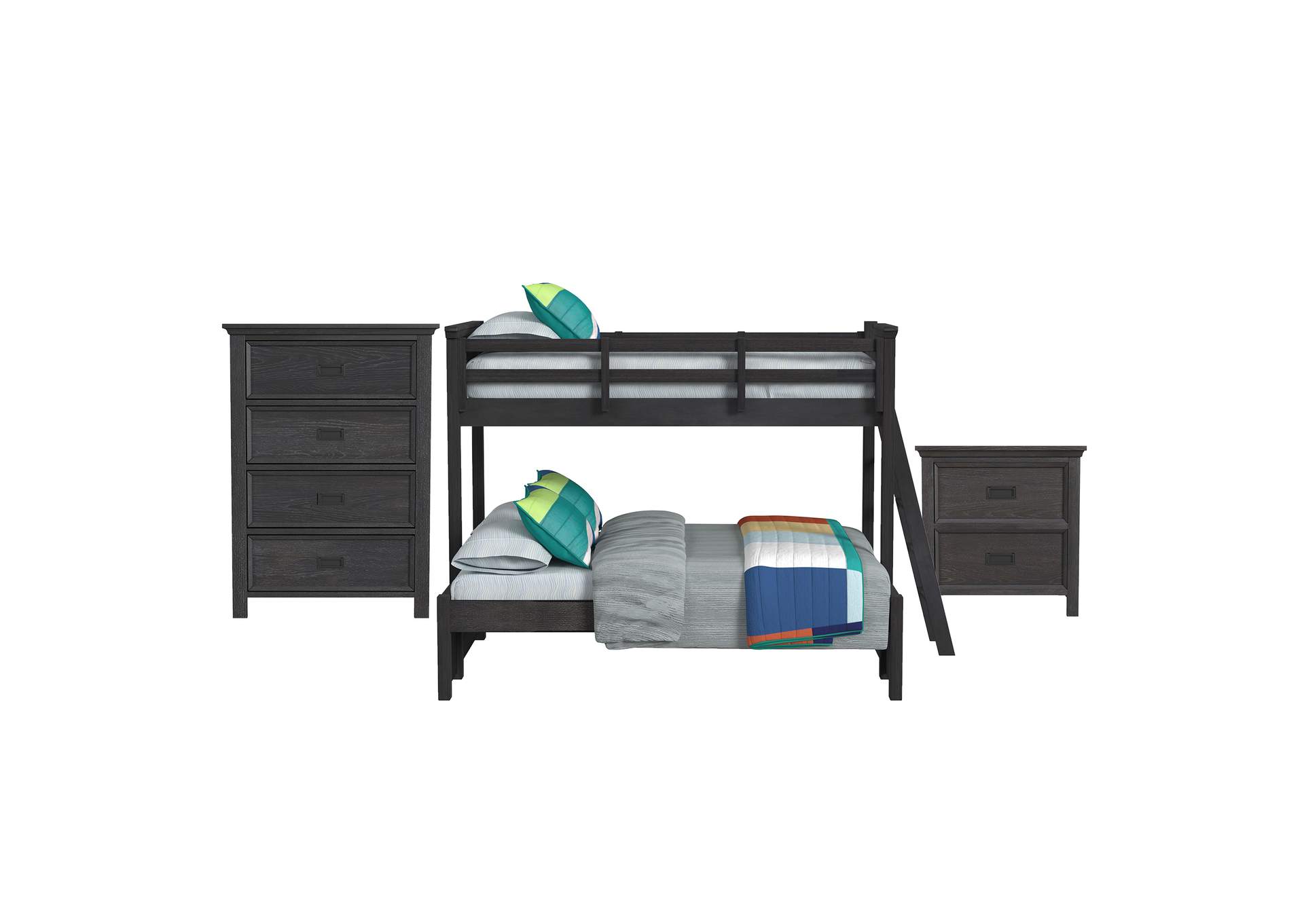 Hampton Kids Twin Over Full Bunk With Ladder 3 Piece Bedroom Set In Charcoal image 6