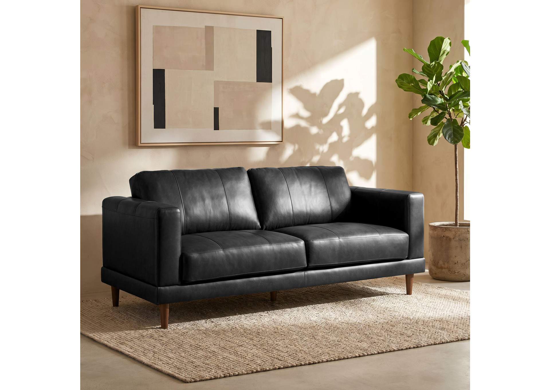 Hampton Loveseat In Fiero Black Top Grain - Pvc image 1
