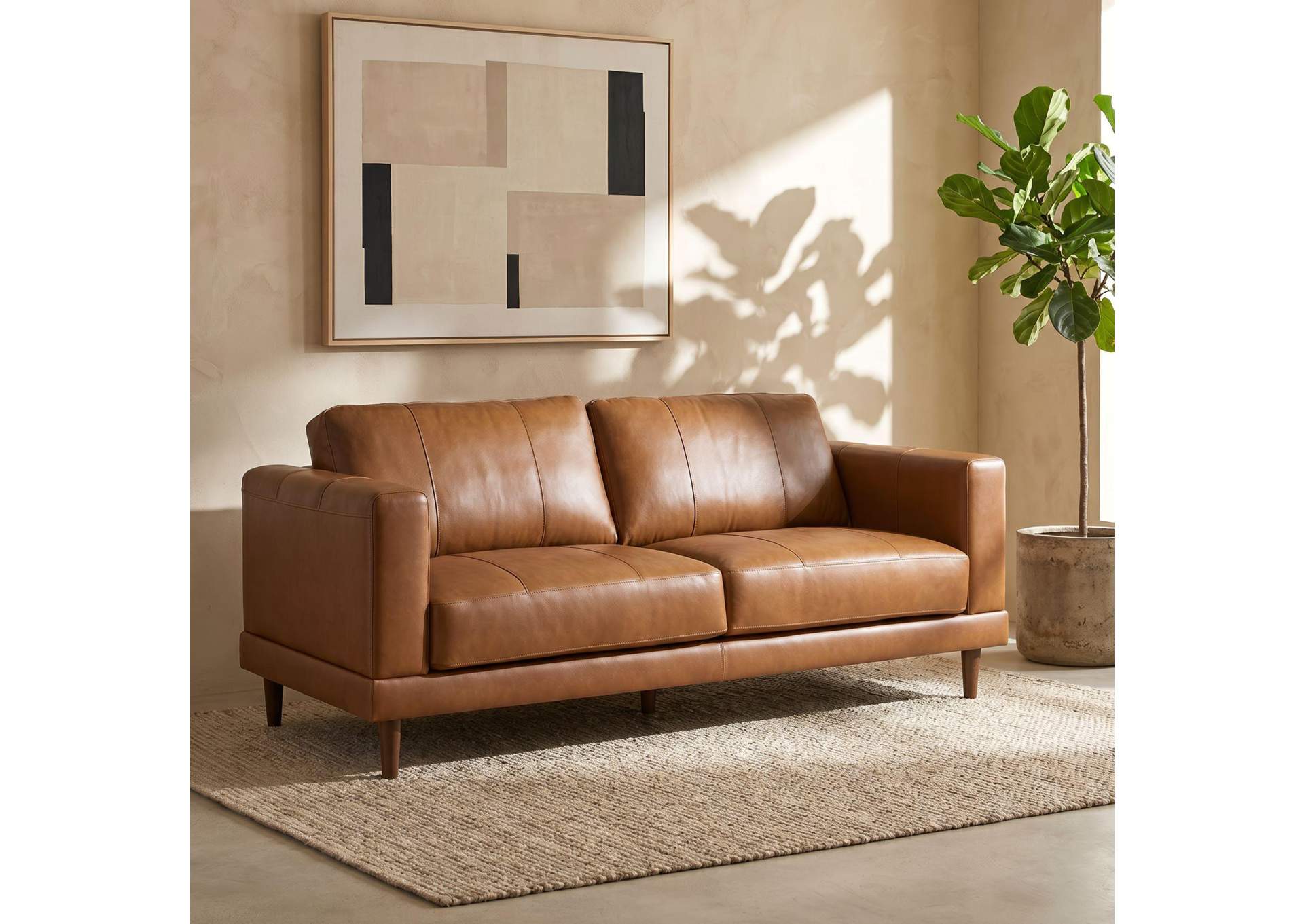 Hampton Loveseat In Fiero Tan Top Grain - Pvc image 1
