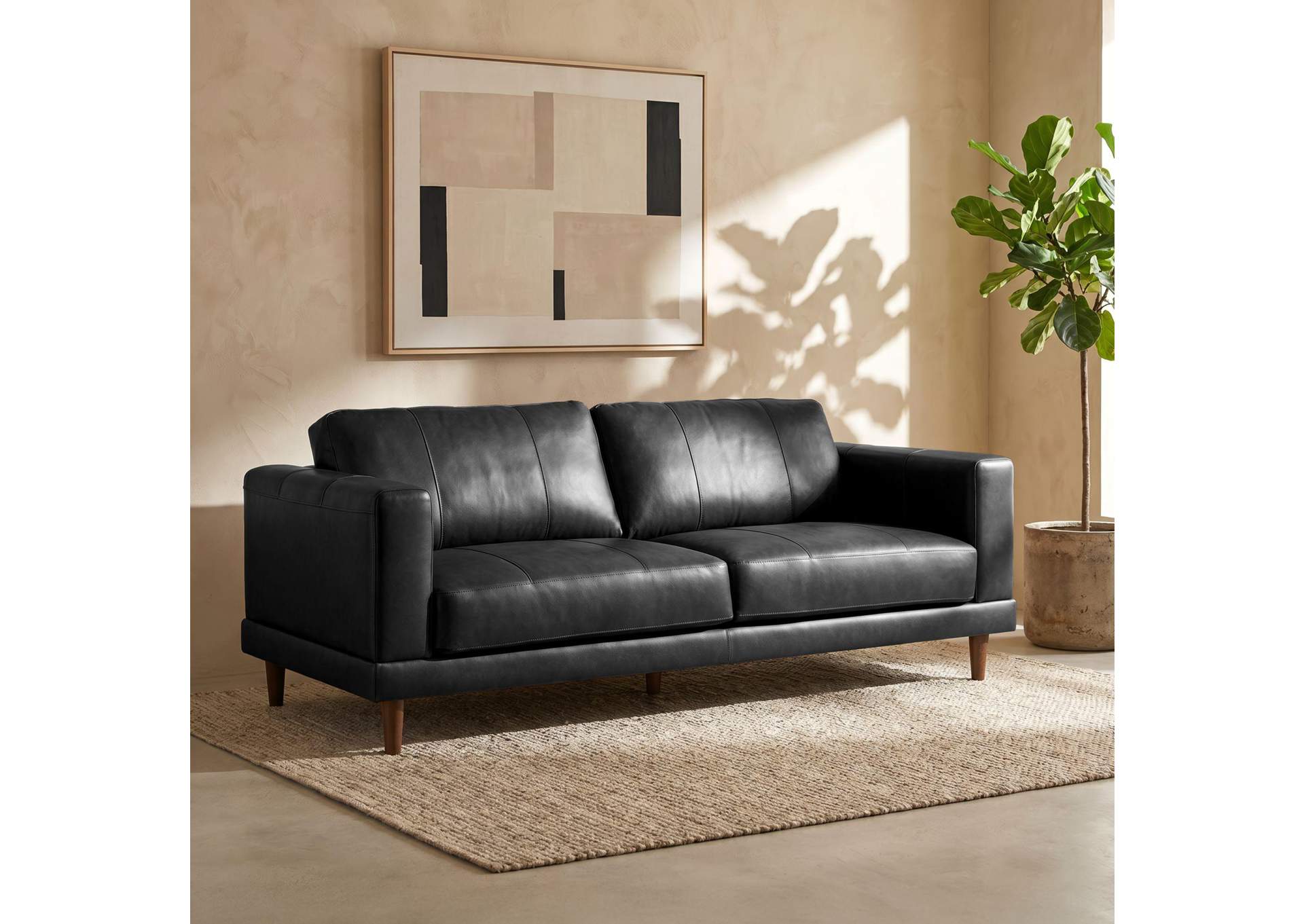 Hampton Sofa In Fiero Black Top Grain - Pvc image 1